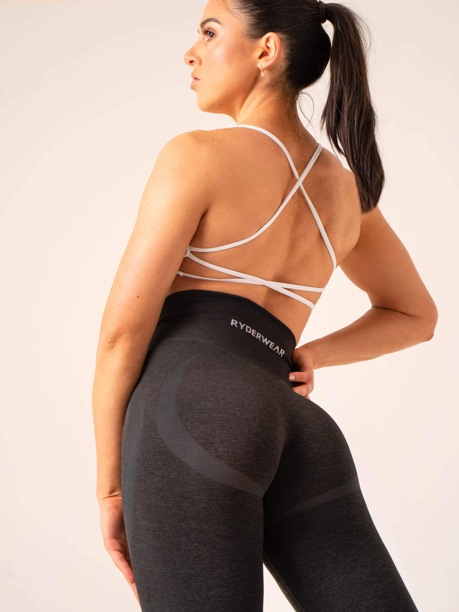 High Waist Seamless Leggings for Women - Black Marl Yoga Pants, Tummy Control Workout Leggings - Perfect for Yoga, Gym, Running & Lounge Wear