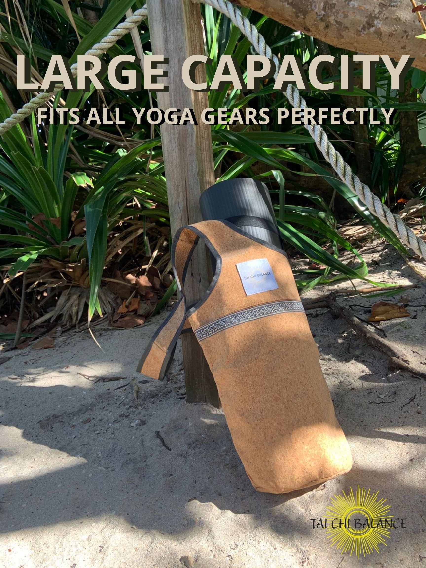 Premium Cork Yoga Bag for Women - Eco-Friendly Yoga Mat Carrier with Strap Holder - Gym & Travel Yoga Accessories - Perfect for Yoga Classes, Gym Sessions & Outdoor Workouts
