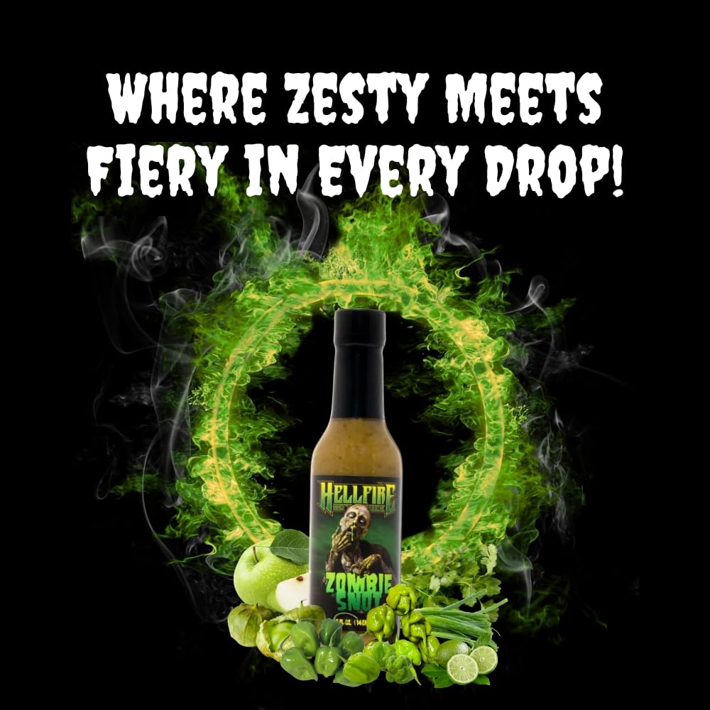 **Hellfire Zombie Snot Hot Sauce – Award-Winning Spicy Salsa Verde with Carolina Reaper Peppers – World's Best Vegan & Gluten-Free Taco Sauce – Gourmet 5 oz Bottle – Perfect for Tacos, Wings & Bold Flavor Lovers**