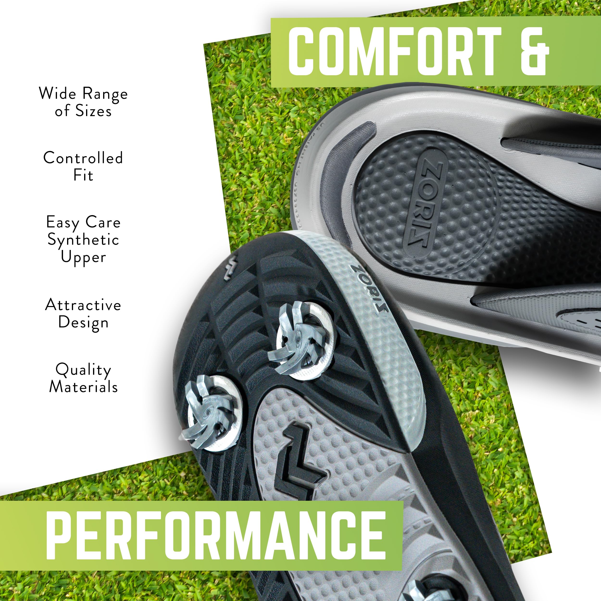 ZORIZ Zoomy Golf Sandals - Unisex Golf Flip Flops with Removable Tornado Golf Cleats - Men's & Women's Sandals for Walking, Beach, Sports - Perfect for Golf Course, Casual Wear & Outdoor Activities