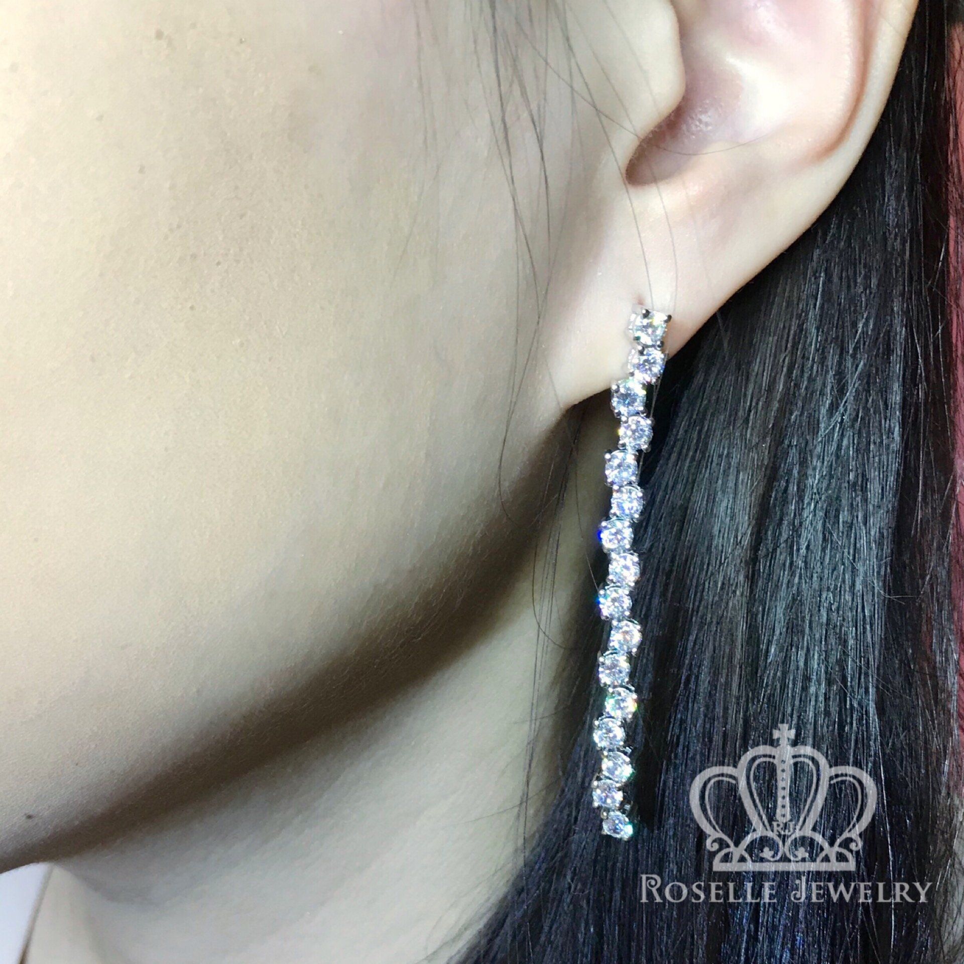 Elegant Cascade Drop Earrings for Women - Sterling Silver Dangle Earrings with Cubic Zirconia - Perfect for Weddings, Parties & Evening Events