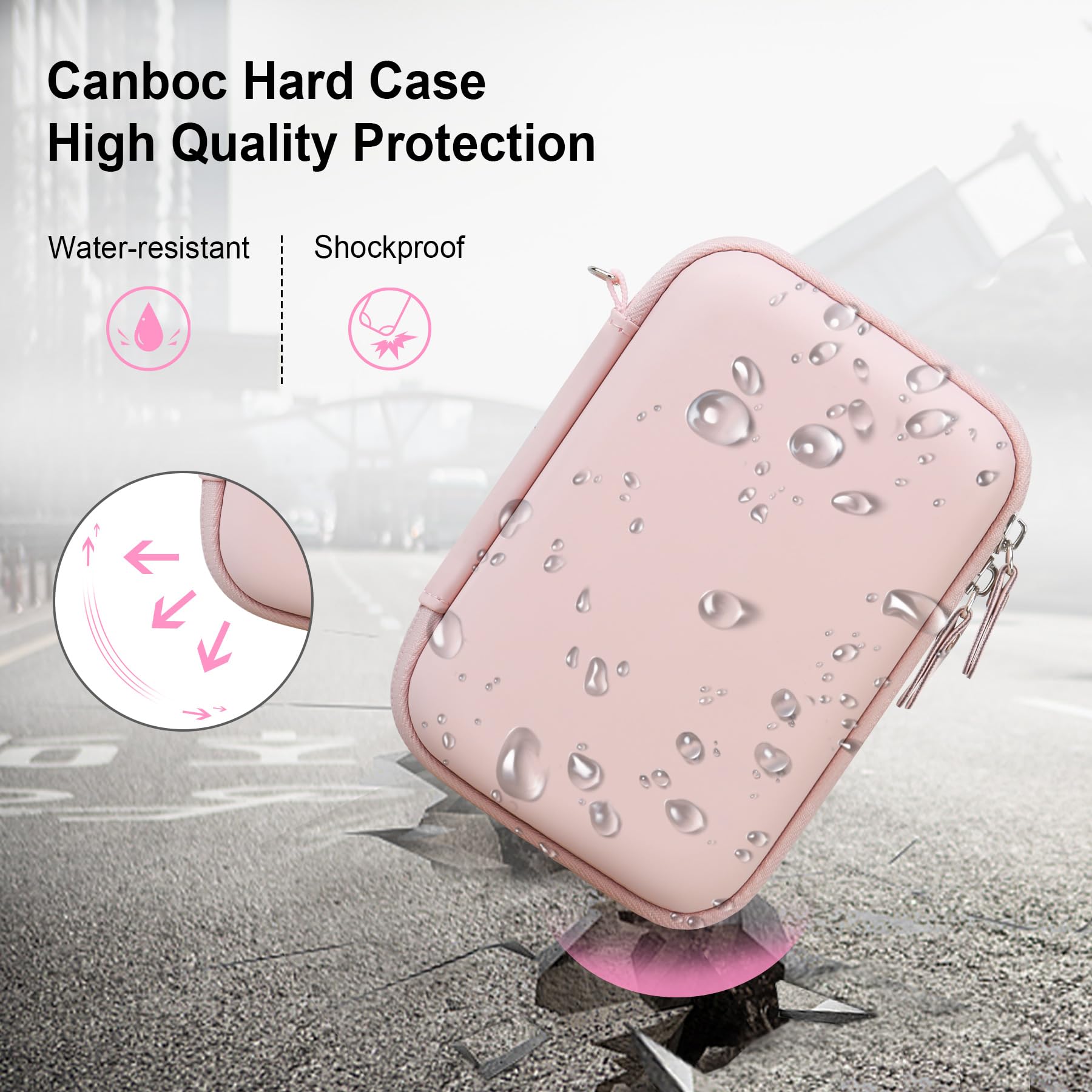 NIIMBOT D11 Hard Carrying Case with Mesh Bag - Portable Protective Storage for Bluetooth Label Printer, Label Tapes & Accessories (Pink) - Ideal for Office, Retail & Home Organization