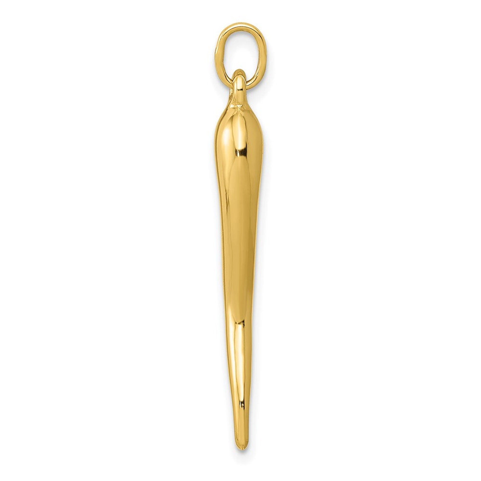 Italian Gold Large Polished 3D Horn Charm Pendant - Model C3041 | Elegant Jewelry Gift for Women, Men | Perfect for Parties, Weddings & Special Occasions
