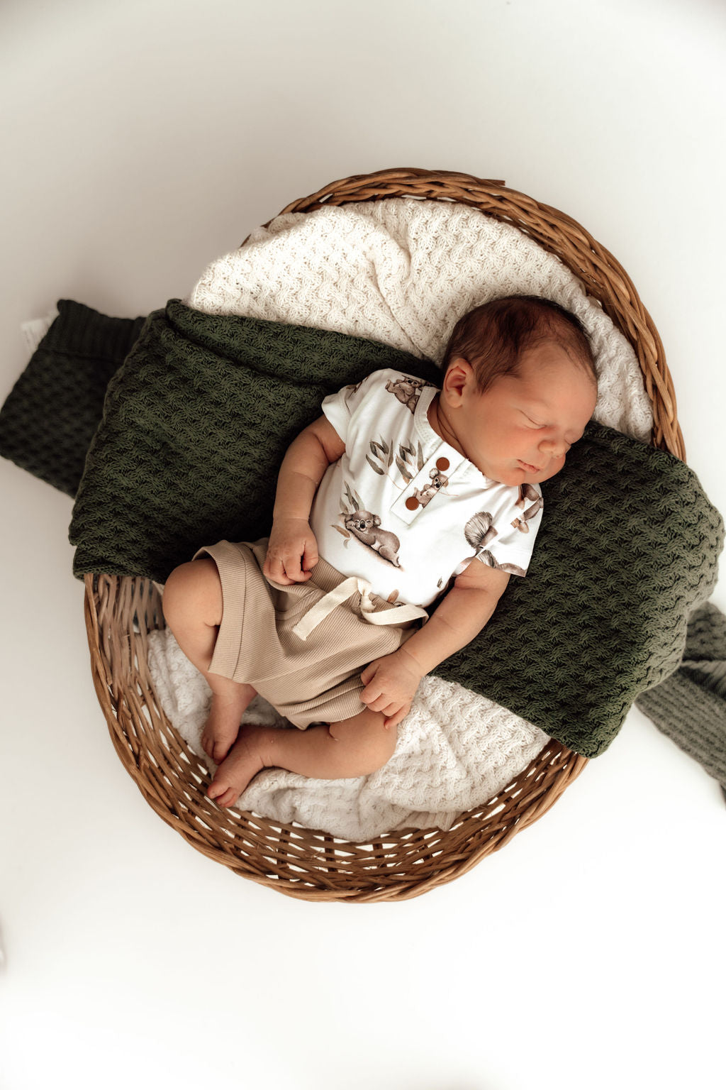Organic Baby Short Sleeve Bodysuit - Snuggle Hunny Koala Print - Soft Cotton Onesie for Newborns & Infants - Perfect for Playtime, Daycare & Family Photos