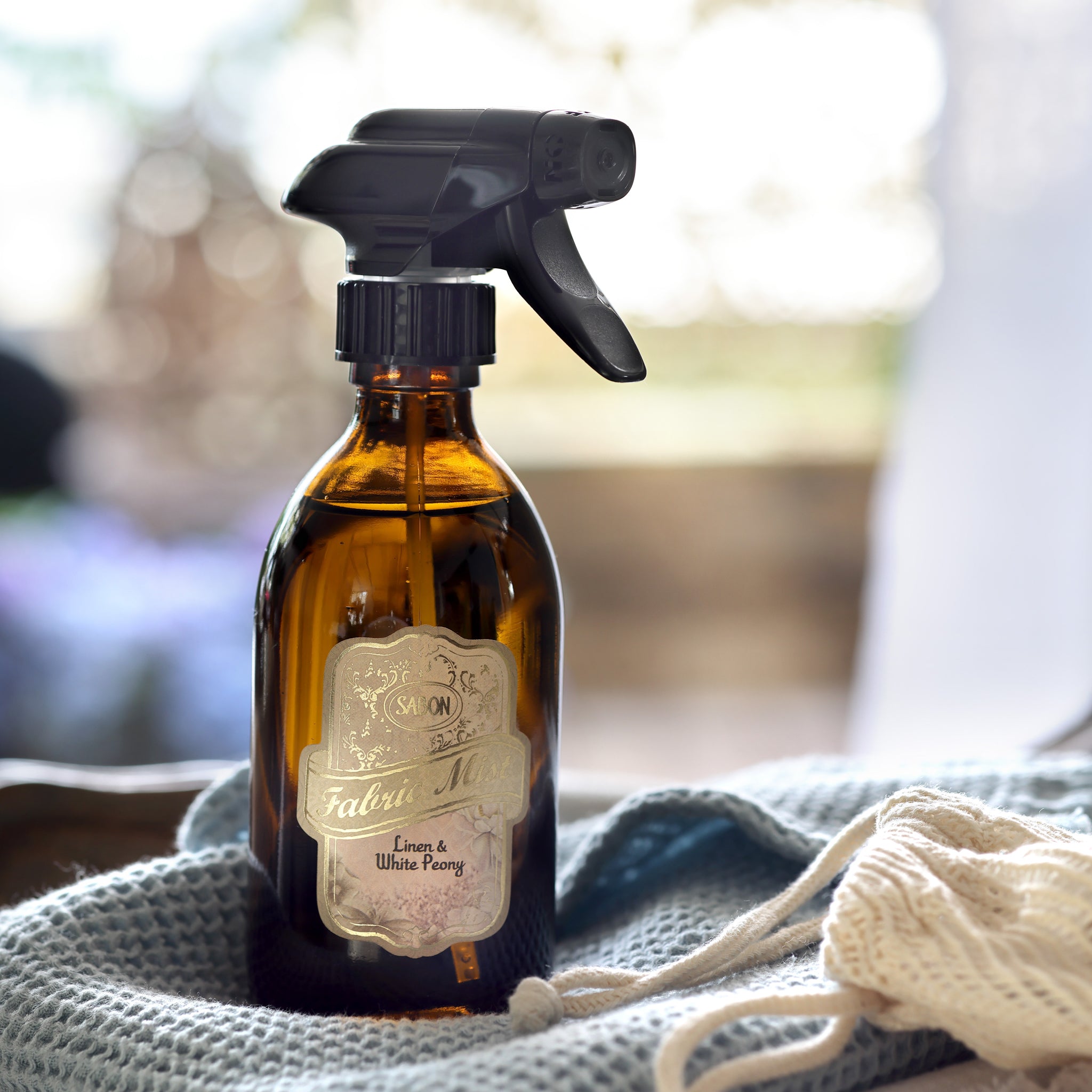 Premium Fabric Mist with Linen & White Peony Scent - 300mL for Home, Bedding & Clothes Freshener - Natural Air Freshener for Room & Laundry