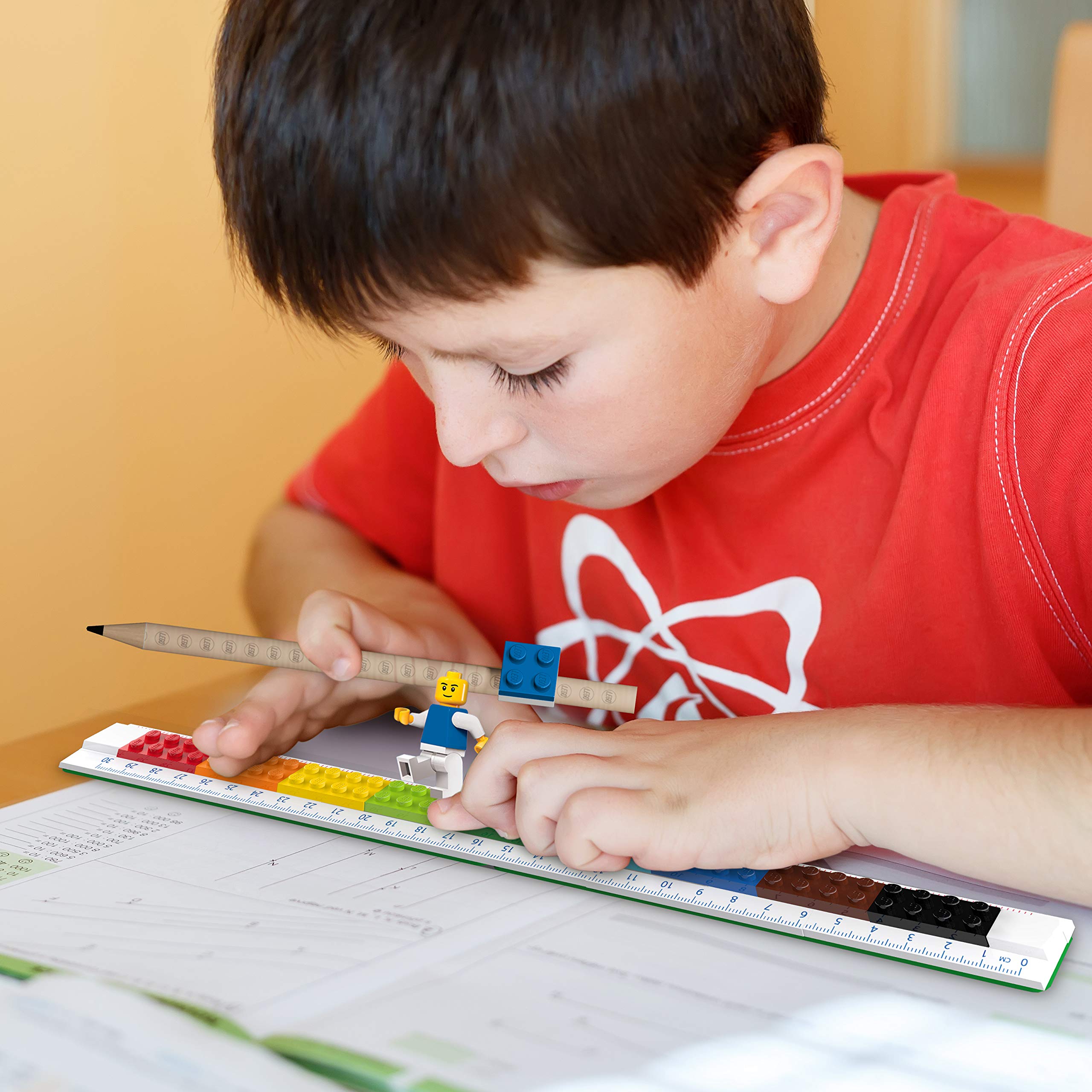 LEGO Buildable Ruler with Minifigure (52558) - Creative Measuring Tool for Kids Ages 6+, Includes 1 Ruler & Random Minifigure - Perfect for School, Office & STEM Learning Activities