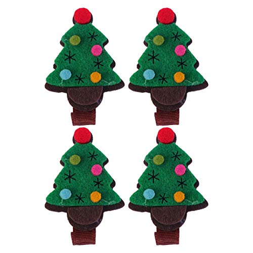 4Pcs Christmas Tree Hair Clips - Green Felt Hair Barrettes for Women Girls Kids - Xmas Party Hair Accessories - Perfect for Holiday Photos, School Plays & Festive Gatherings