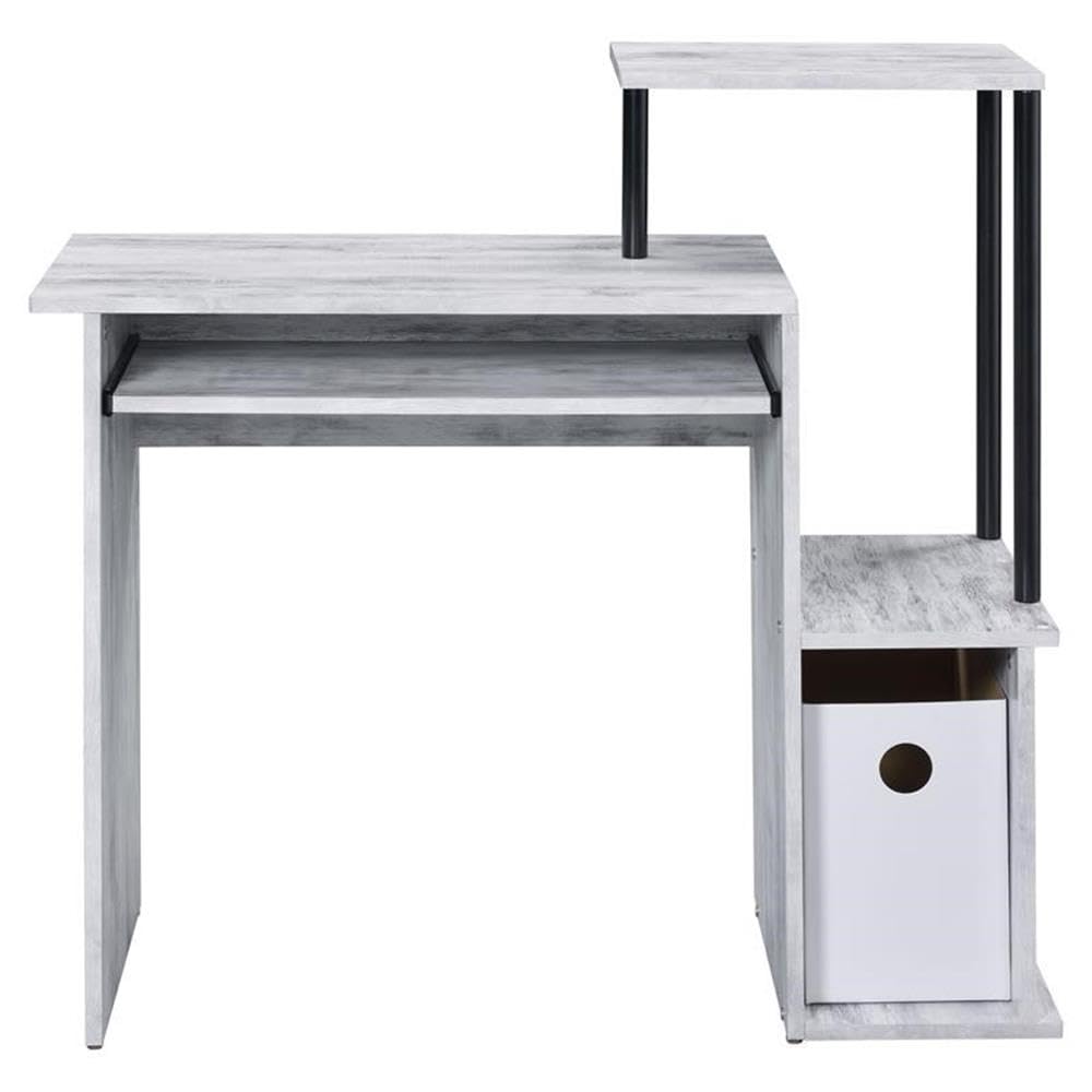 Acme Lyphre Solid Wood Computer Desk - Antique White & Black Home Office Desk for Work & Study | Perfect for Small Spaces, Remote Work & Gaming Setup