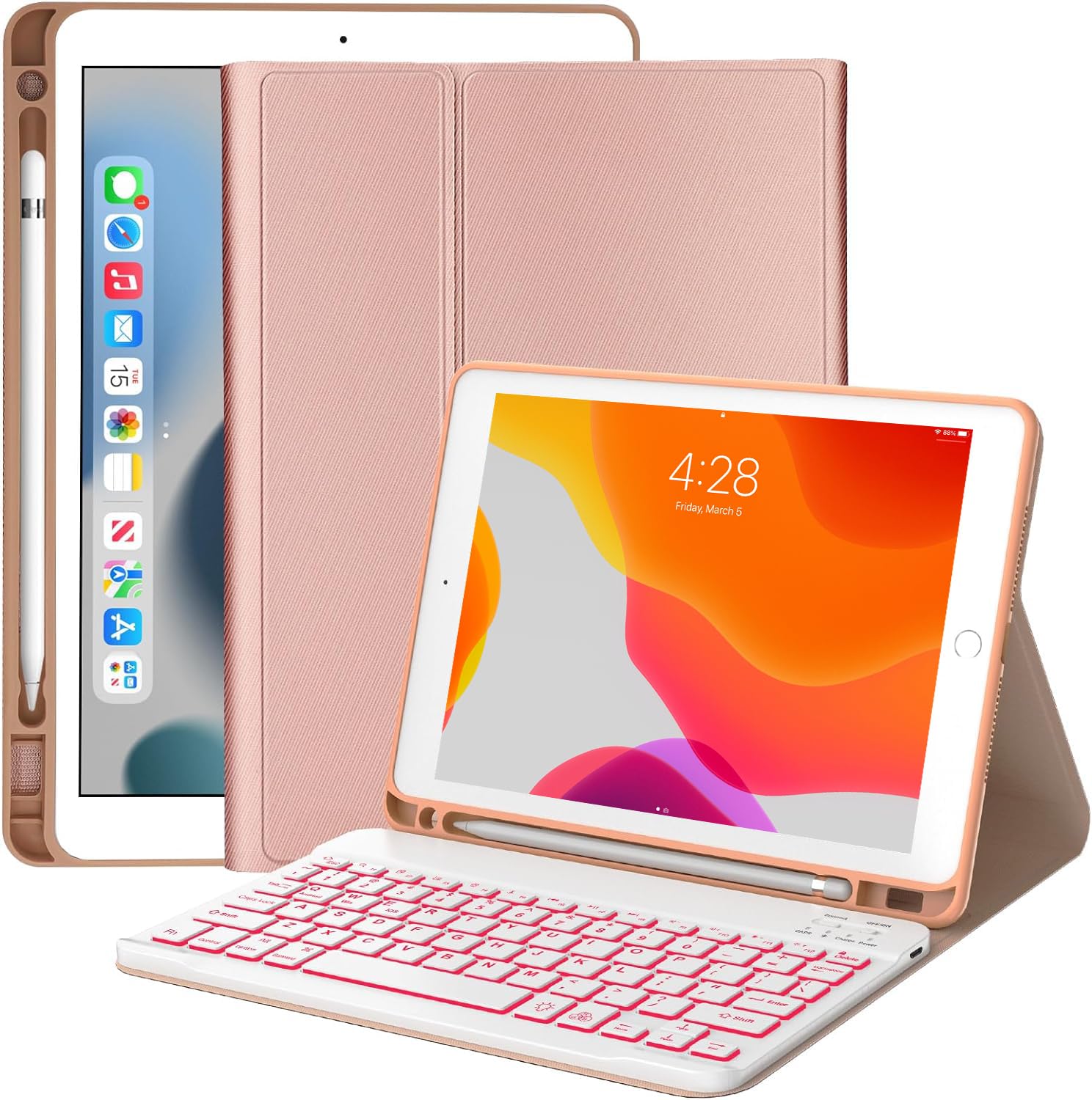 JADEMALL Wireless Bluetooth Keyboard Case for iPad 9th/8th/7th Gen 10.2