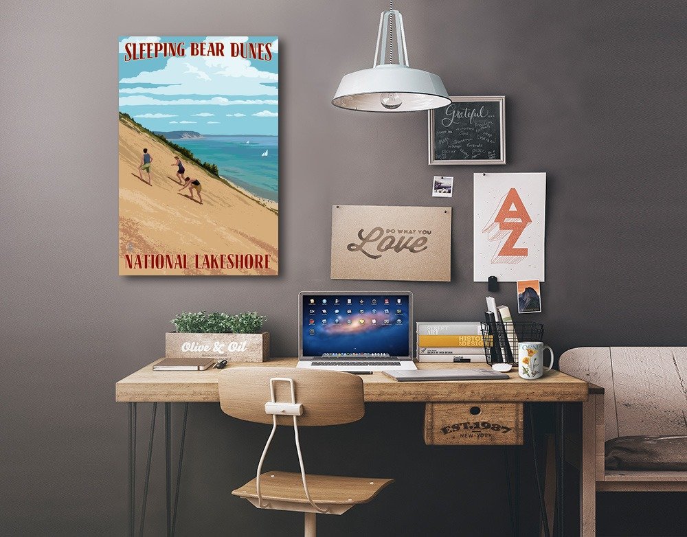 Lantern Press Michigan Sleeping Bear Dunes Wall Art - 12x18 Wrapped Canvas Print for Home & Office Decor - Perfect for Living Room, Bedroom or Gift