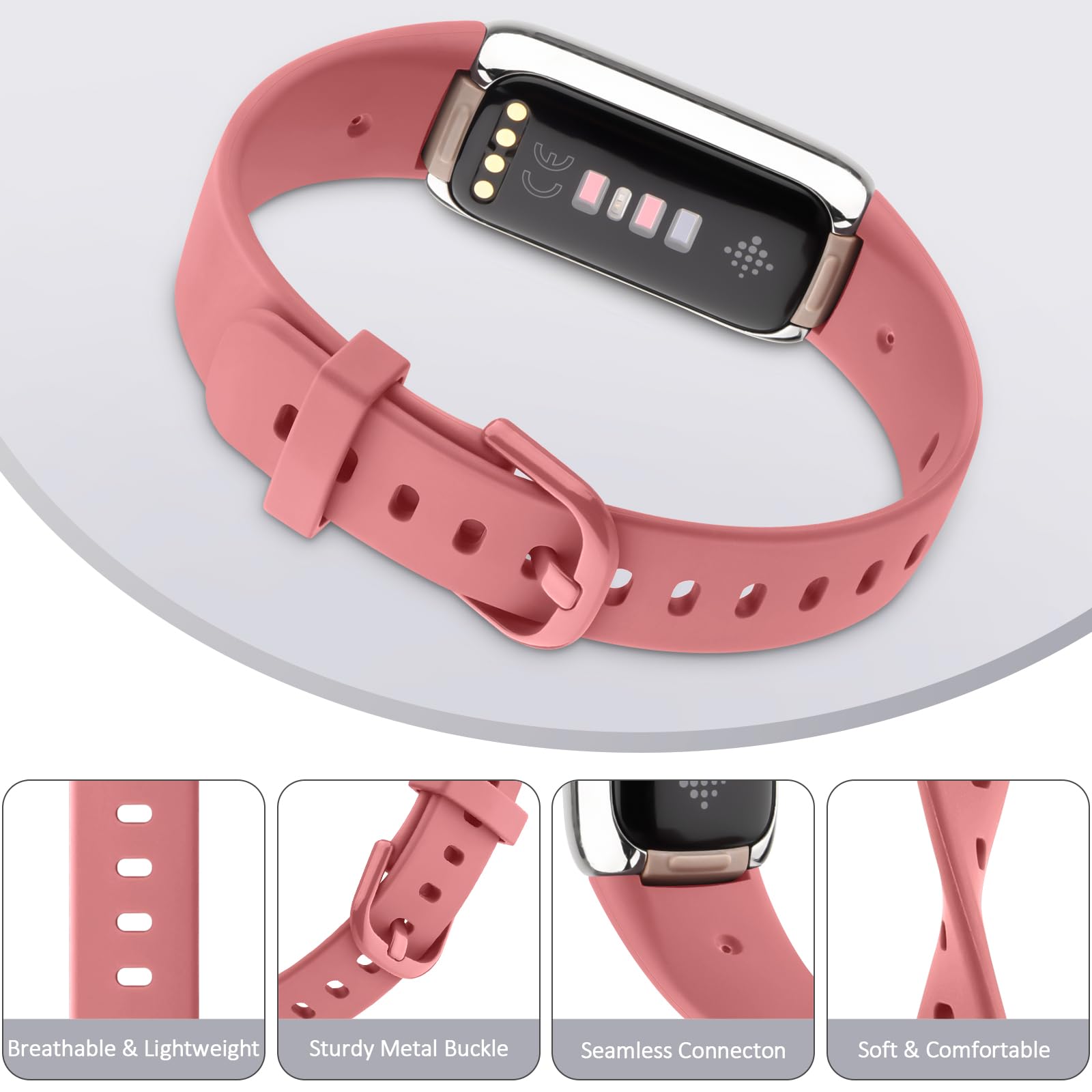 Fitbit Luxe Bands - Soft Silicone Sport Straps for Women & Men | Workout & Daily Wear