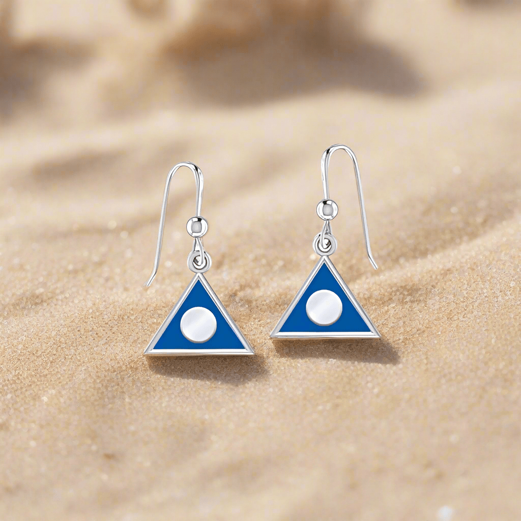 Al Anon Sterling Silver Earrings with Blue Enamel - Elegant Jewelry for Daily Wear & Special Occasions