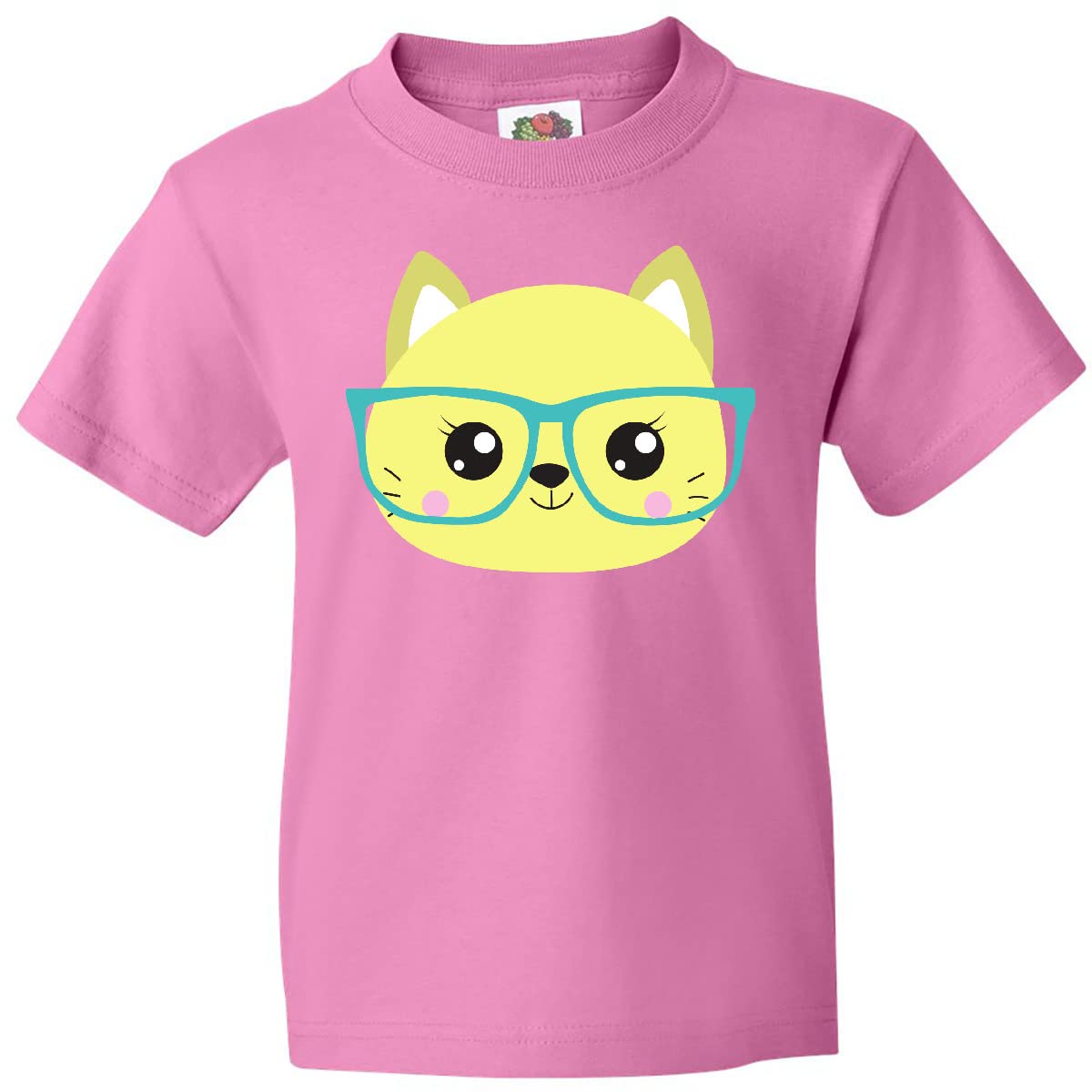 Inktastic Hipster Cat with Glasses - Cute Kitten Graphic Youth T-Shirt for Boys & Girls - Perfect for School, Casual Wear & Cat Lovers