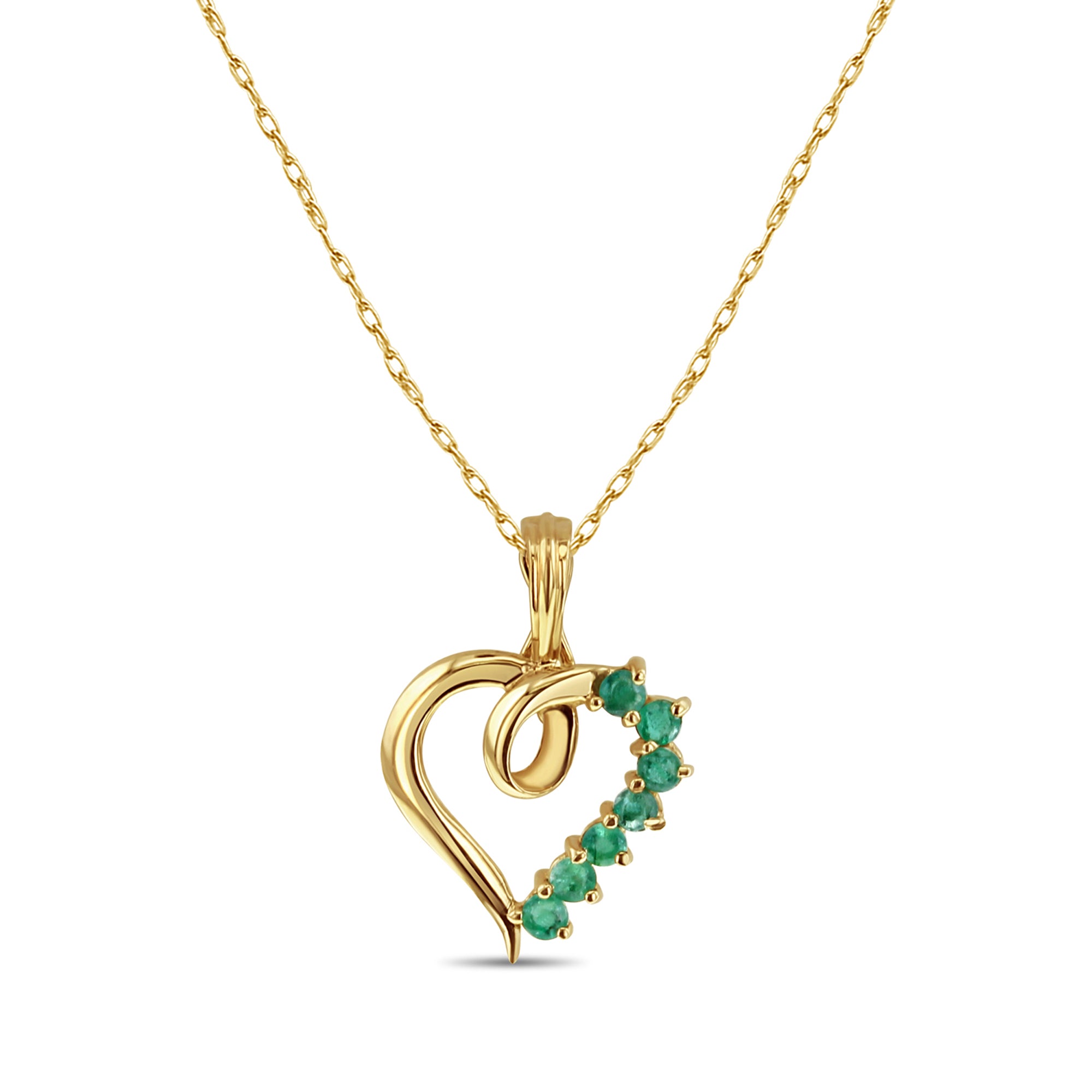 14K Yellow Gold Heart Shaped Emerald Necklace - 0.25 Carat Total Weight | Elegant Jewelry Gift for Women, Anniversary, Valentine's Day & Special Occasions