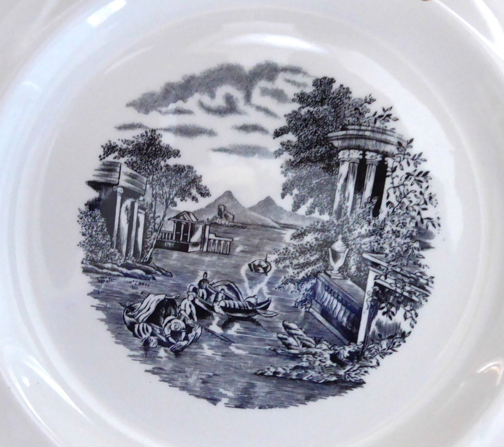 Vintage Wedgwood Lugano Black Transferware Salad Plates Set of 3 - 1960s English Bone China Dessert Plates for Afternoon Tea, Formal Dining & Collectible Display