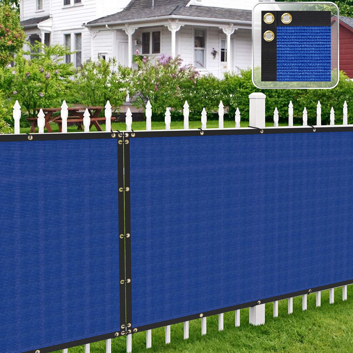 4' x 41' Blue Patio Privacy Screen - Heavy Duty Pergola Shade Cover & Sun Block Canopy - Commercial Grade 150GSM Fence Netting with 90% UV Blockage & Zip Ties - Perfect for Backyard, Deck, Garden and Outdoor Privacy Protection