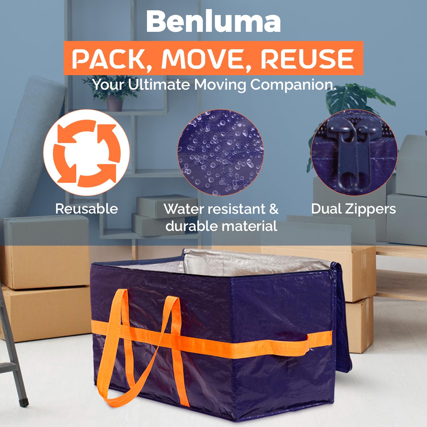 Heavy Duty Moving Bags - Extra Large Packing Boxes & Totes Alternative (6-Pack) - Perfect for Moving, Storage & Organization