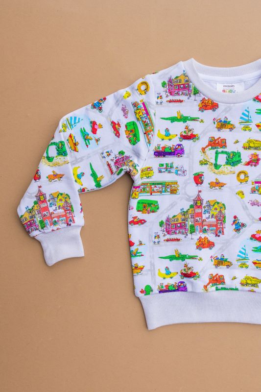 Richard Scarry's Busyworld™ Busytown Map Crewneck Sweatshirt - Kids' Cartoon Graphic Hoodie for Boys & Girls - Perfect for School, Playdates & Family Adventures
