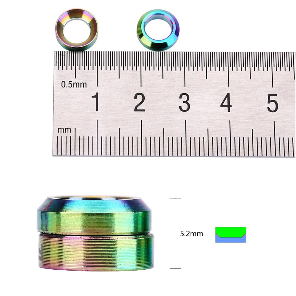 Hapivida 4Pcs Titanium Bicycle Headset Spacer & Brake Caliper Gasket Set - TC4 Titanium Front Brake Screw Washers & Bolts for Mountain Bike Maintenance & Upgrades - Perfect for MTB Brake System Repair and Performance Enhancement