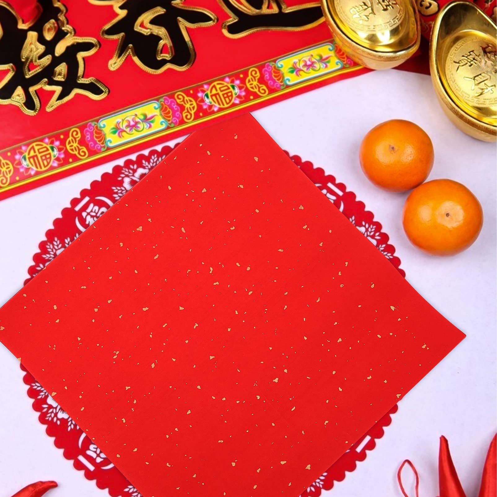 EXCEART 40 Sheets Red Xuan Paper for Chinese Spring Festival Couplets - Traditional Chunlian Duilian Paper Cut, Chinese New Year Calligraphy Rice Paper - Perfect for DIY Decorations, Home Decoration, and Cultural Celebrations