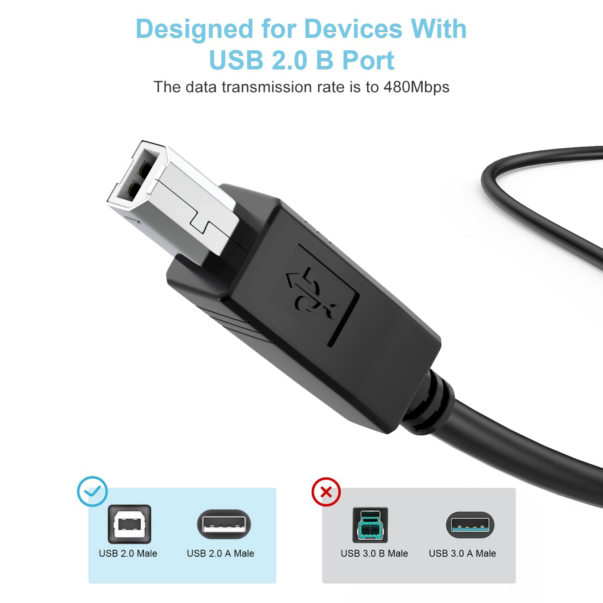 Focusrite Scarlett Solo USB 2.0 A to B Sync Cable - High Speed Data Transfer Cord for Audio Interface - Perfect for Studio Recording & Music Production