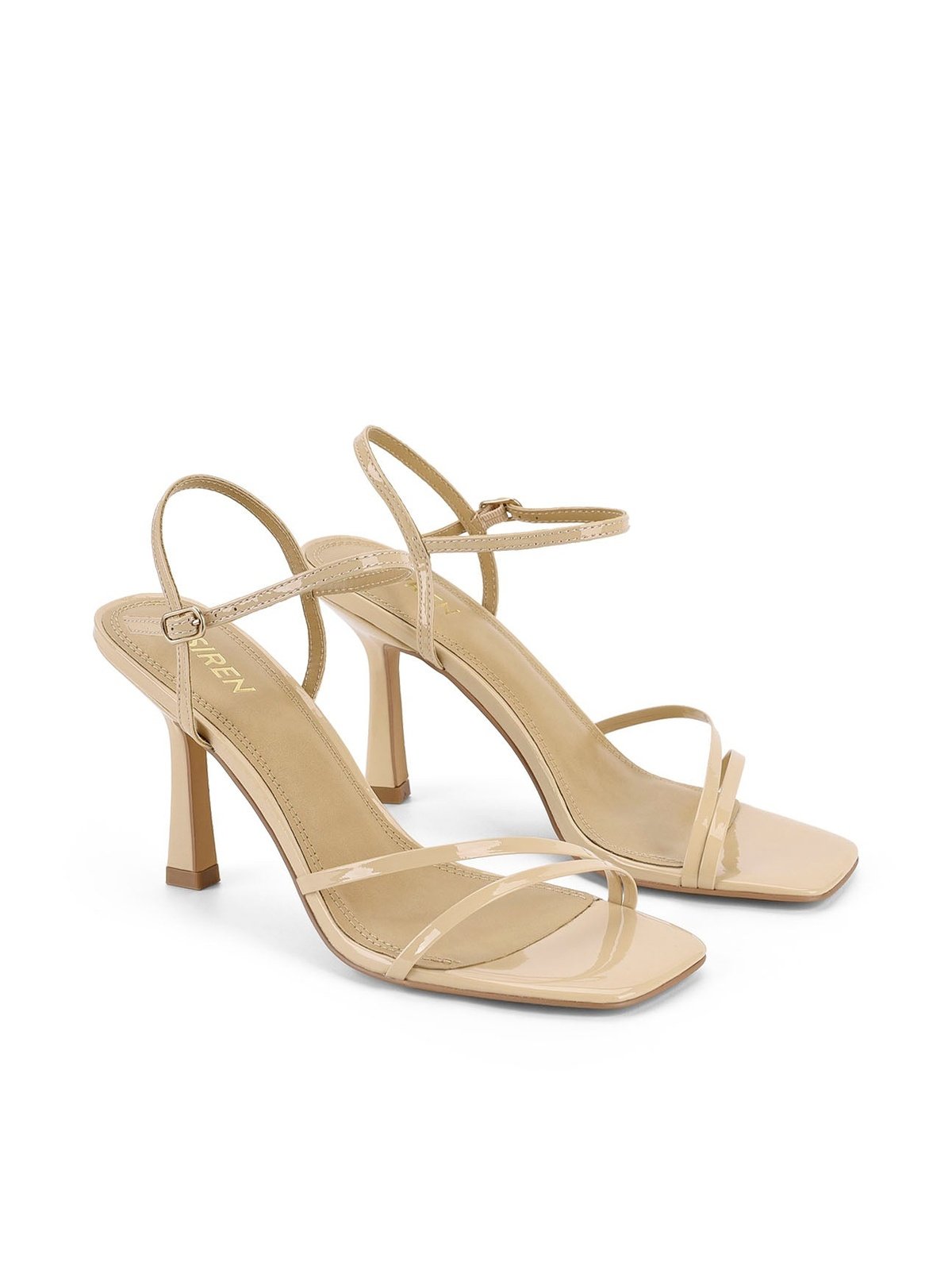 Speck Strappy Heels - Nude Patent Leather Women's High Heels for Party, Wedding & Evening Wear | Comfortable Dress Shoes for Women