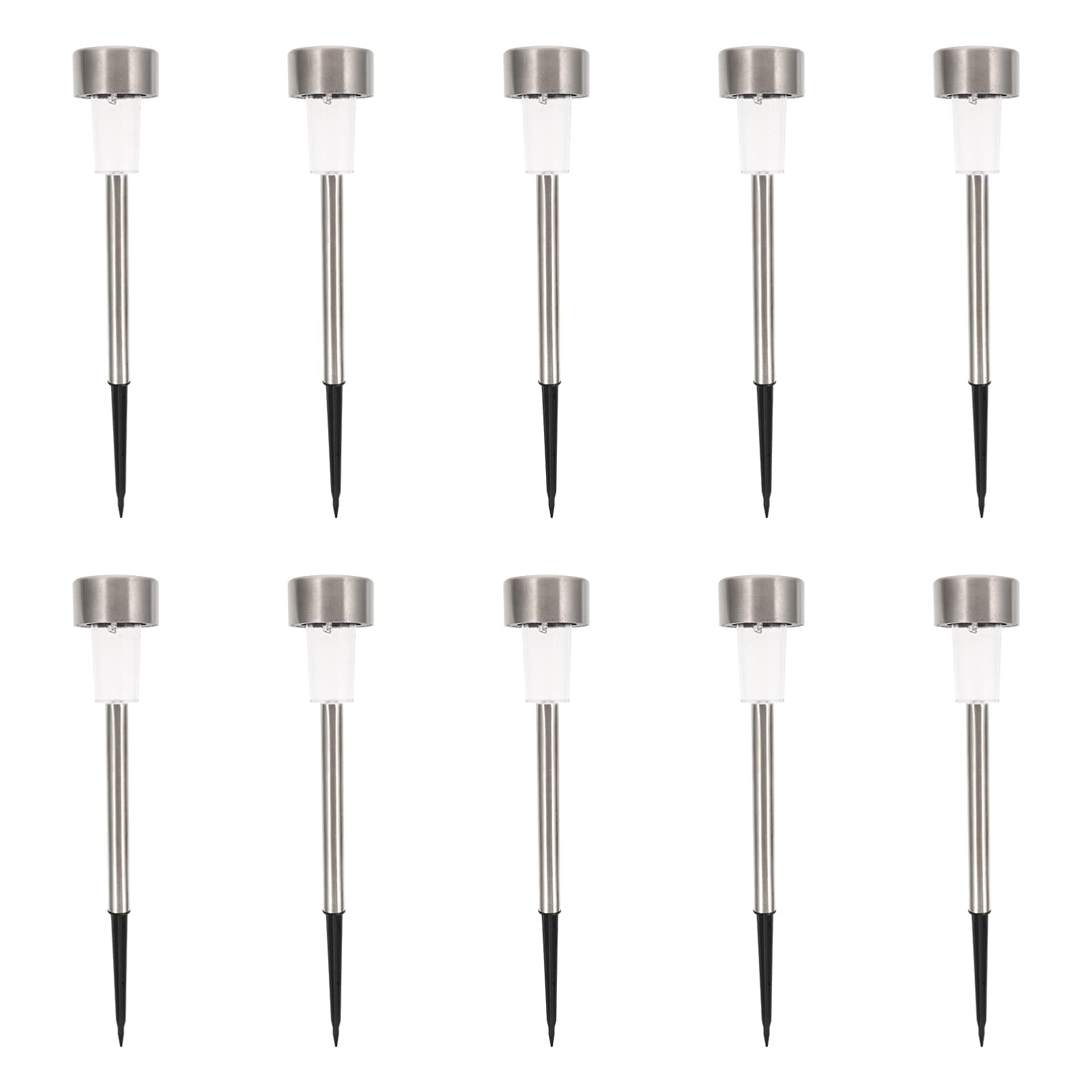 Beaupretty 10-Pack Vintage Solar Pathway Lights - Stainless Steel Outdoor LED Garden Lights for Patio, Lawn & Landscape | Warm White Solar-Powered Night Lights for Walkways, Driveways & Yard Decor