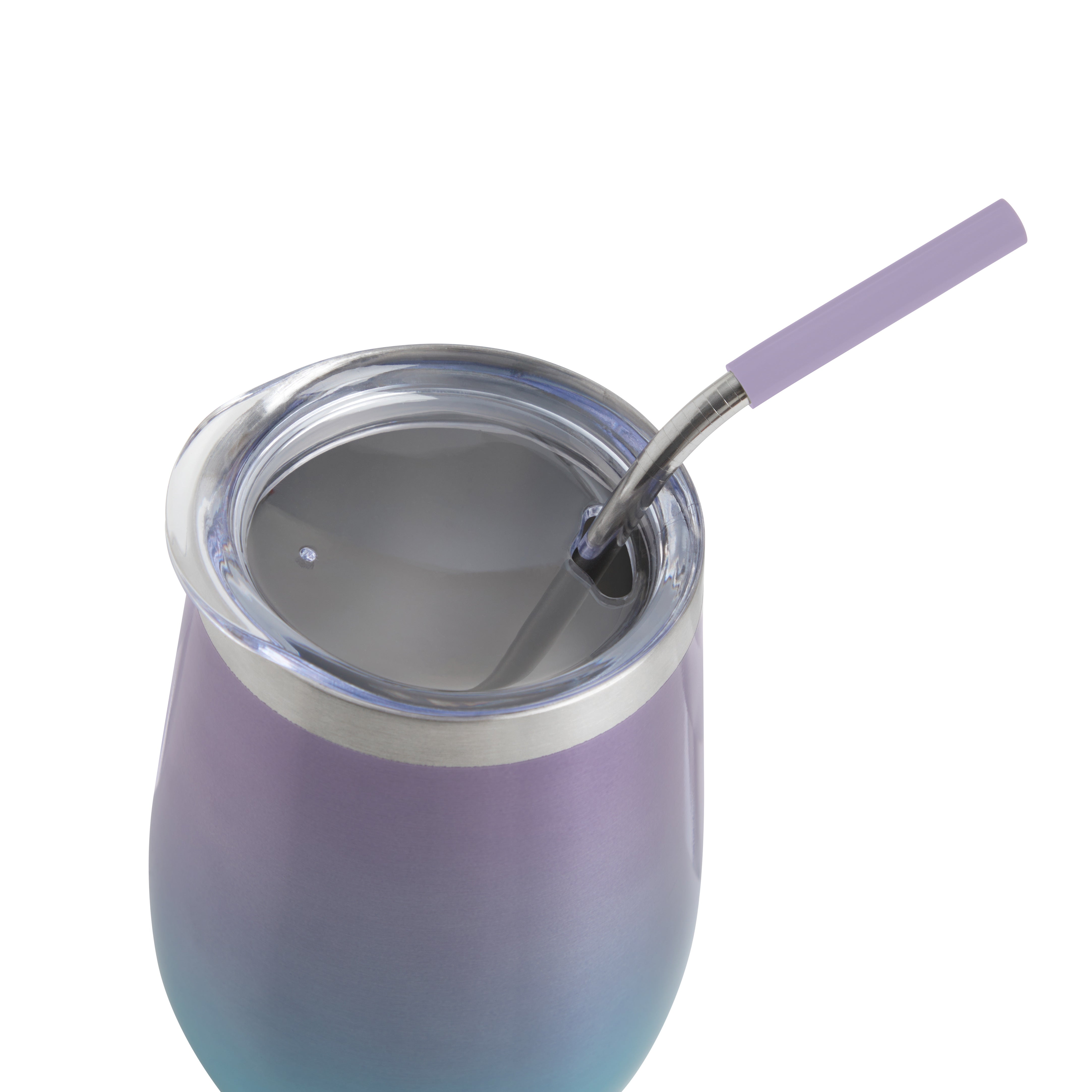 17 oz Stainless Steel Straw Wine Tumbler with Lid - Insulated Double Wall Vacuum Cup for Chilled Cocktails, Iced Coffee & Outdoor Parties - BPA Free Leakproof Travel Mug