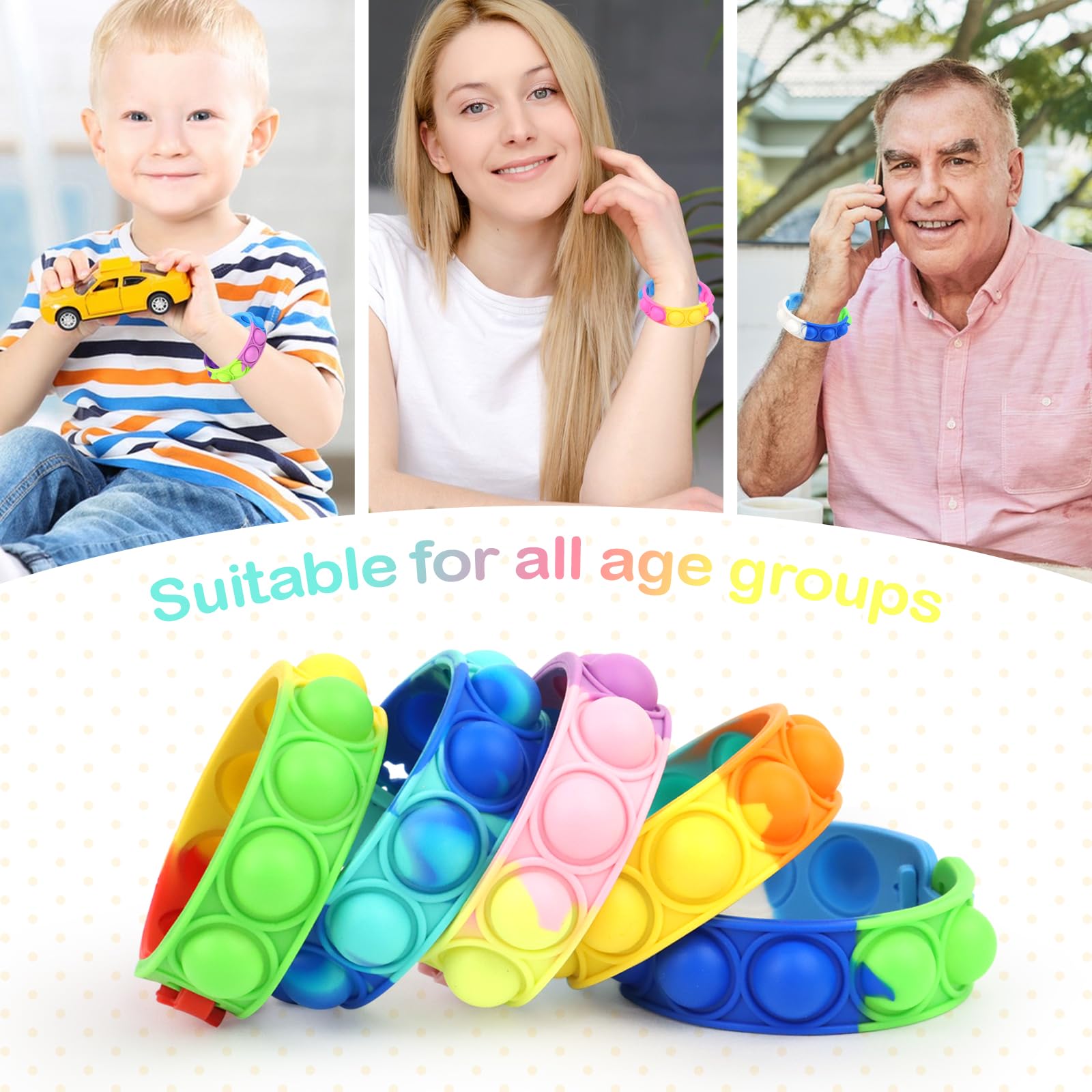 Pop It Push Bubble Fidget Sensory Toy Bracelet - Stress Relief & Anxiety Relief for Kids & Adults - Perfect for Classroom, Office, Travel & Home Use