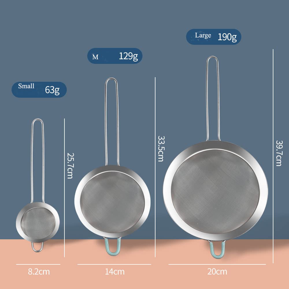 Premium 304 Stainless Steel 3.15 Inch Fine Mesh Strainer - Kitchen Colander & Skimmer with Ergonomic Handle - Perfect for Straining Tea, Rice, Pasta, Fruits & Vegetables - Ideal for Cooking, Baking, Brewing & Food Prep