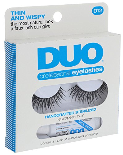DUO Lash Kit D12 - Thin & Wispy False Eyelashes with Adhesive Glue Set | Natural Looking Lashes for Everyday Wear & Special Occasions