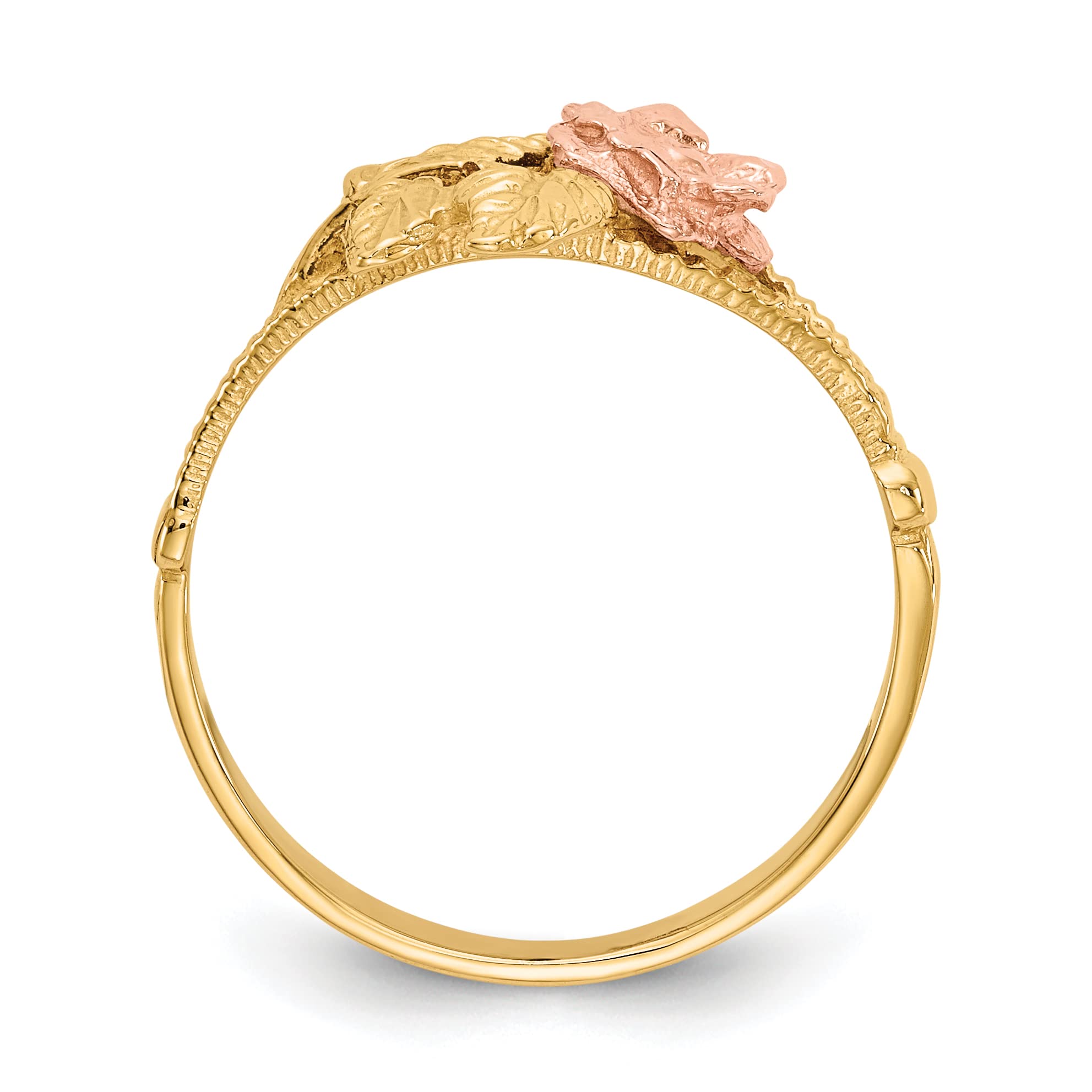 14K Two-Tone Gold Diamond-Cut Rose Ring for Women - Size 6.0 - Elegant Gift for Valentine's Day, Anniversary & Special Occasions