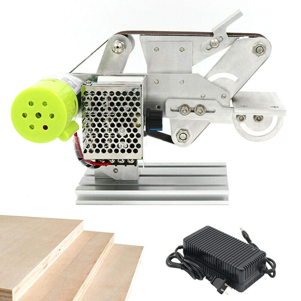 250W Mini Electric Belt Sander - DIY Polishing & Sanding Machine with Power Supply - Perfect for Woodworking, Metal Polishing & Craft Projects