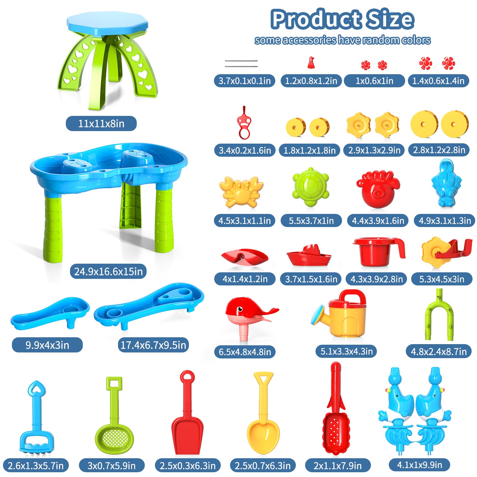 Lucky Doug 3-Tier Sand and Water Play Table for Toddlers - Outdoor Beach Toys for Kids Ages 3-7 | Boys & Girls Sandbox Activity Center for Backyard, Park & Beach Playtime