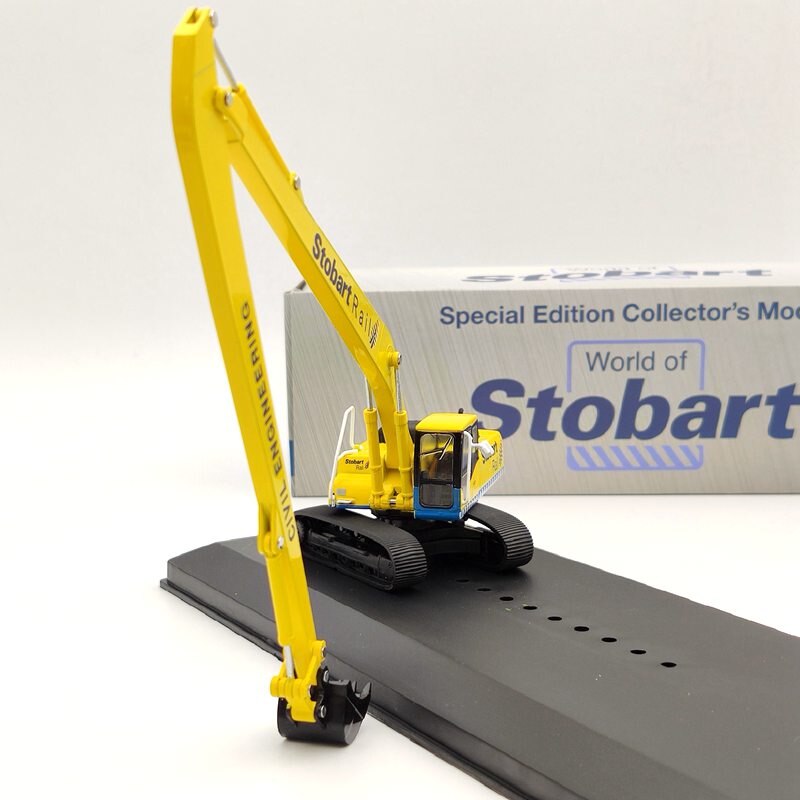 1/76 Scale Eddie Stobart Rail Komatsu PC340 Hydraulic Excavator Diecast Model - Yellow Construction Vehicle Toy for Adults & Collectors | Perfect for Civil Engineering Displays, Model Train Layouts, and Construction-Themed Collections