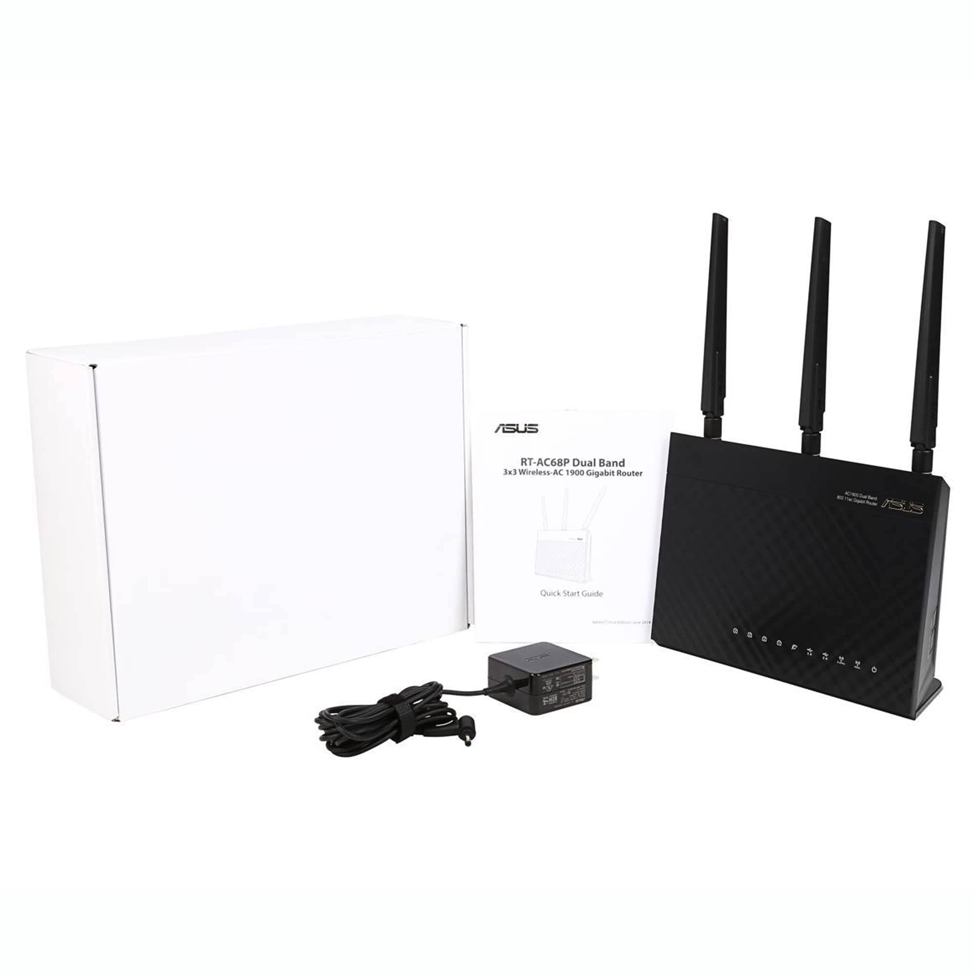 ASUS RT-AC68P AC1900 Dual Band WiFi Router - Gigabit Wireless Internet, 4x LAN Ports, High Speed for Gaming & Streaming (Renewed) - Perfect for Home Office, Online Gaming & 4K Video Streaming