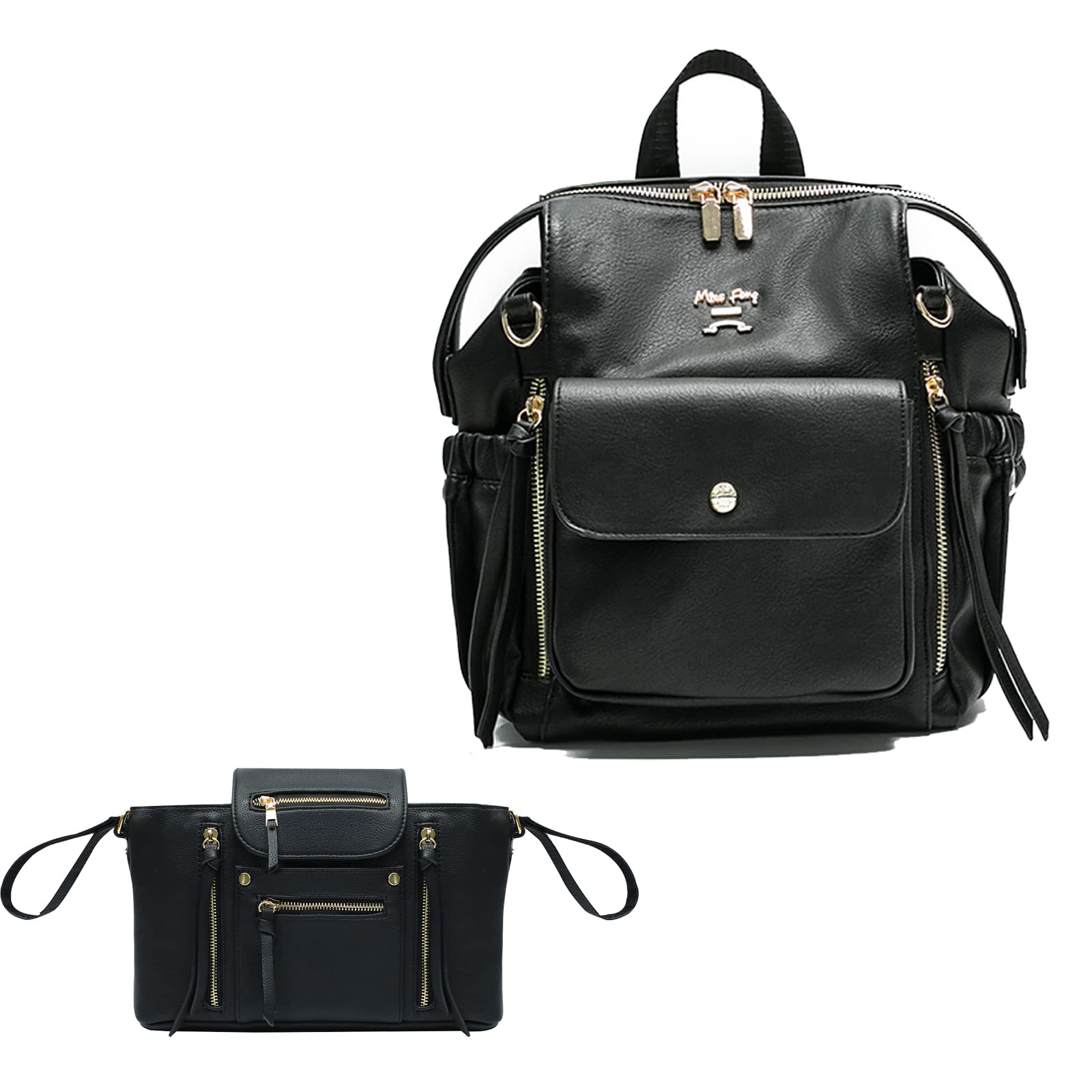 Miss Fong Genuine Leather Mini Diaper Bag Backpack - Stylish Small Crossbody Purse with Stroller Organizer Pockets | Perfect for Moms, Baby Essentials & On-the-Go Parenting