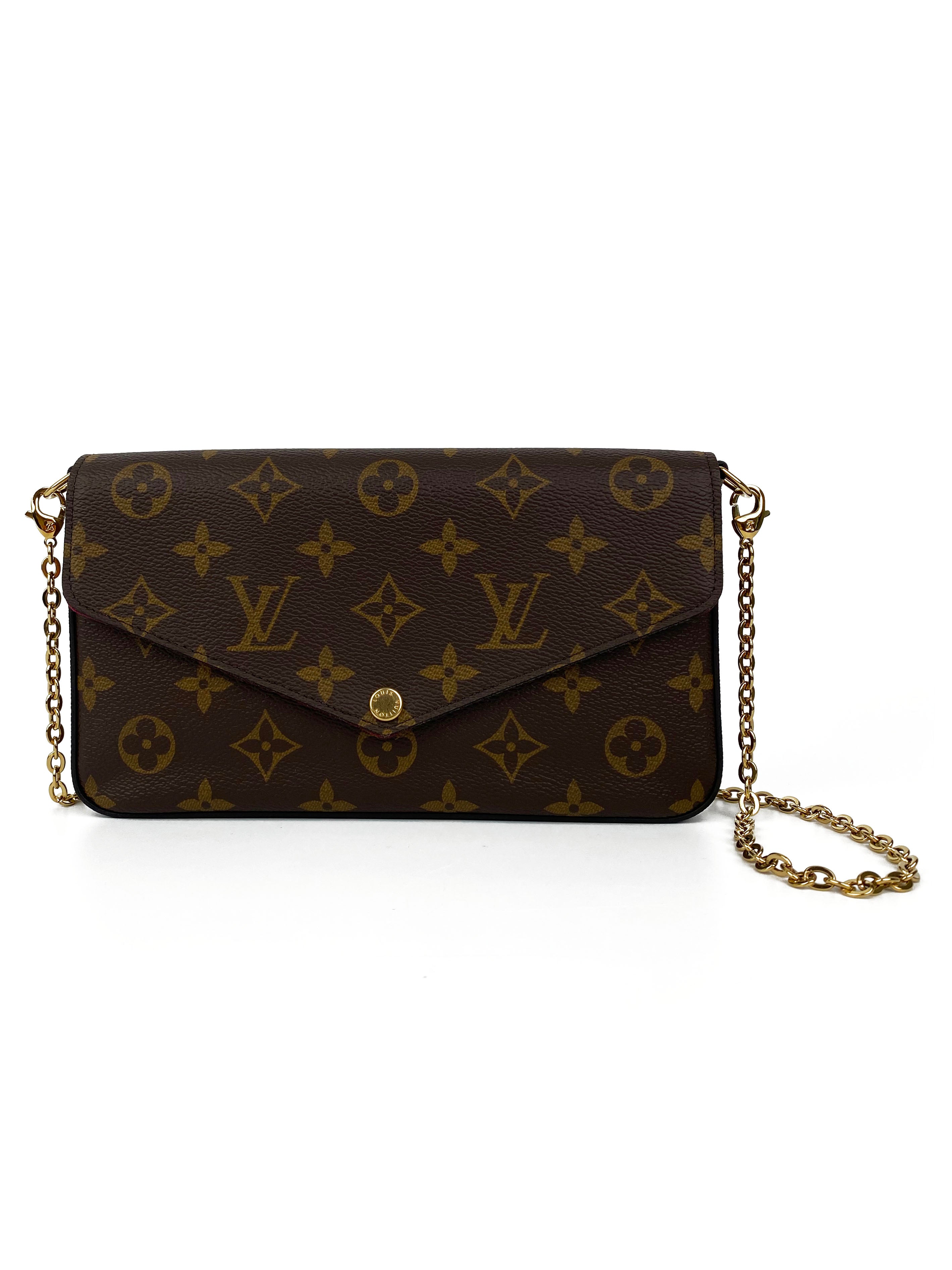 Authentic Louis Vuitton Monogram Felicie Pochette Crossbody Bag - Luxury Designer Wallet on Chain for Women, Perfect for Evening Parties & Date Nights