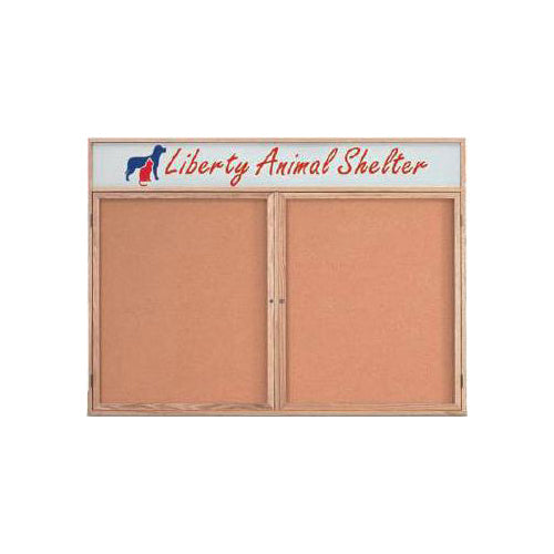 Premium Enclosed Indoor Wood Frame Bulletin Boards with Message Header - 2 & 3 Door Wall Display Cases for Office, Classroom & Home Organization | Durable Corkboard for Notes & Announcements