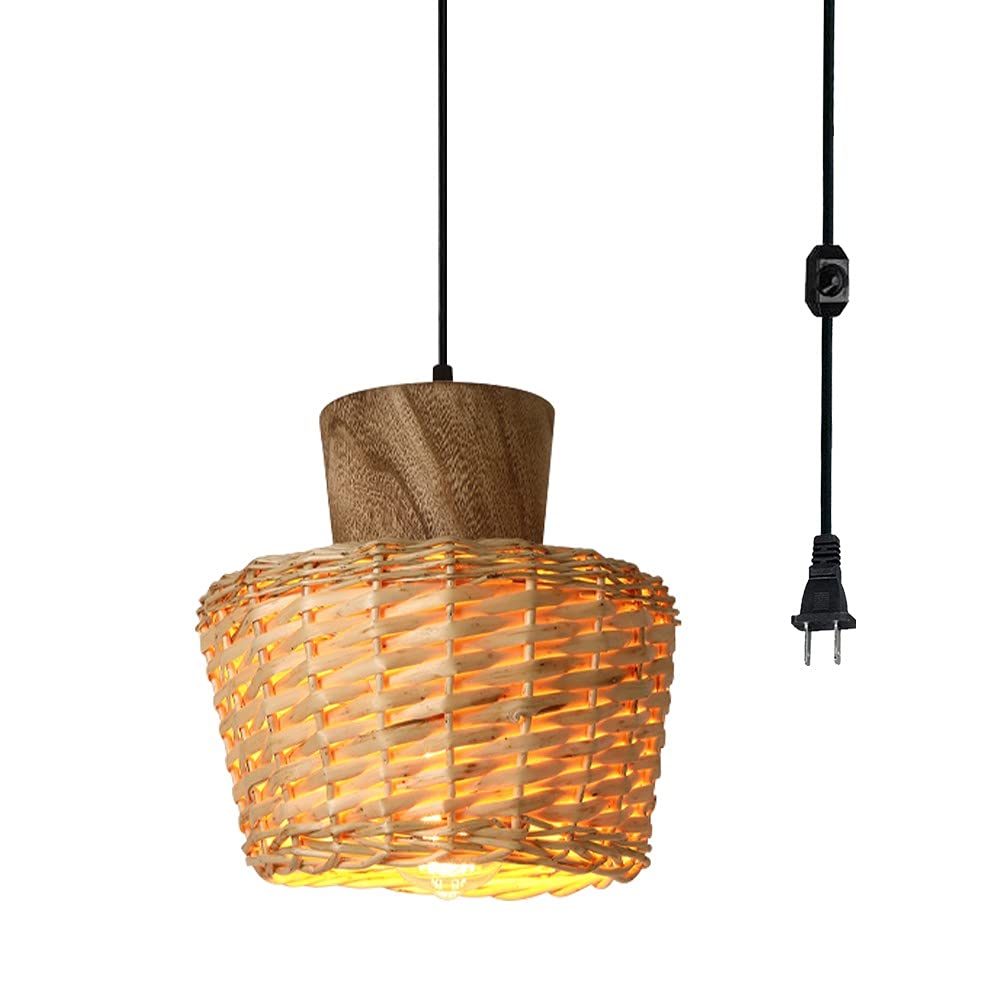 Kiven Dimming Pendant Light - Handmade Bamboo Garden Lamp, Nordic INS Style for Teahouse, Bar, Homestay, Bedroom, and Bedside Decoration with Antique Charm, Perfect for Cozy Ambiance and Relaxing Spaces