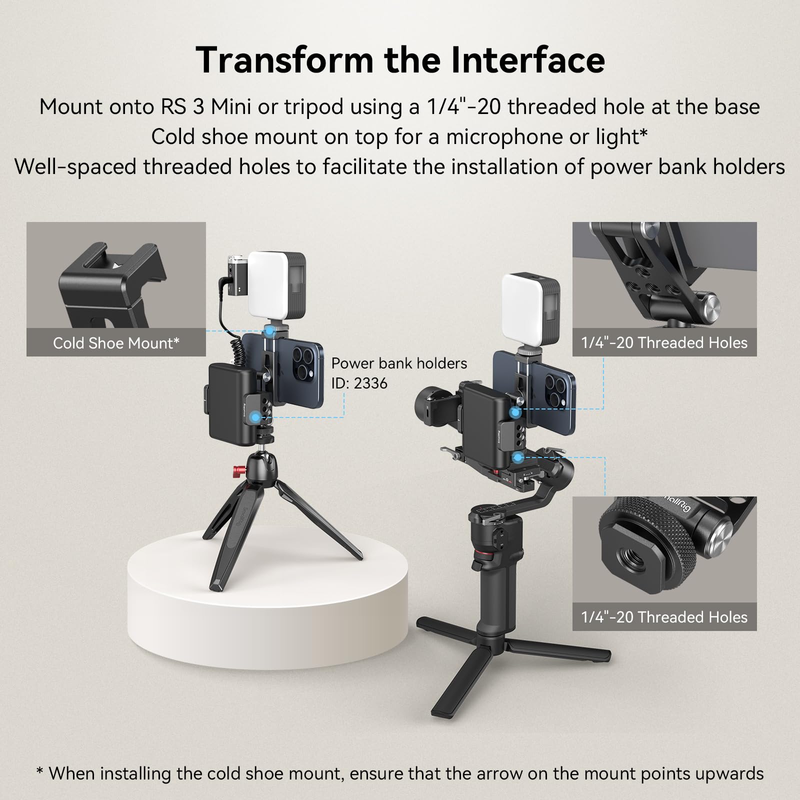 SMALLRIG Universal Metal Phone Mount with Cold Shoe Mount - Adjustable Smartphone Tripod Adapter for iPhone 15/14, Samsung Galaxy & More | Perfect for Vlogging, Live Streaming & Photography (Model 4382)