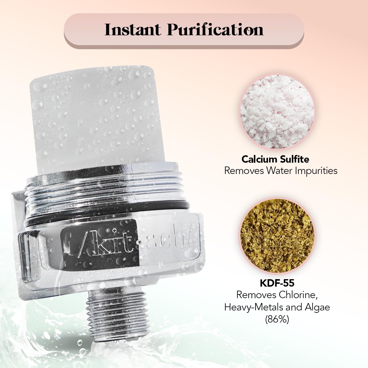 Kitsch Rice Water Shampoo Bar & Shower Head Filter Set - Sulfate Free Hair Care & Water Purifier for Healthy Scalp | Perfect for Travel, Eco-Friendly Bathroom & Hard Water Areas