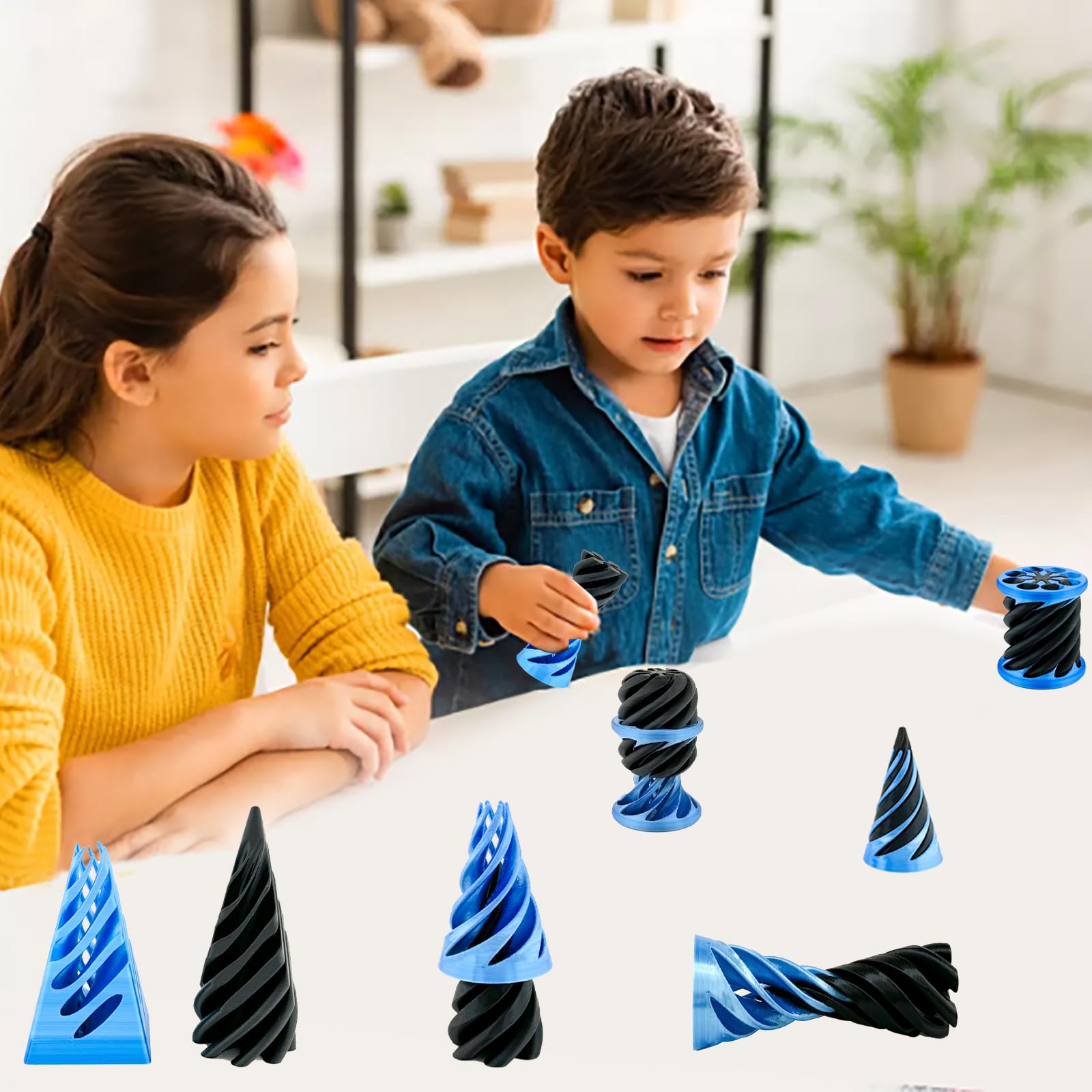 3 Packs Impossible Cone Fidget Toys - Spiral Cone, Pyramid Passthrough & 3D Printed Vortex Thread Illusion Toys for Stress Relief - Mini Desktop Decor Gifts for Anxiety, ADHD & Office Relaxation (Great for Focus, Meditation and Sensory Play)