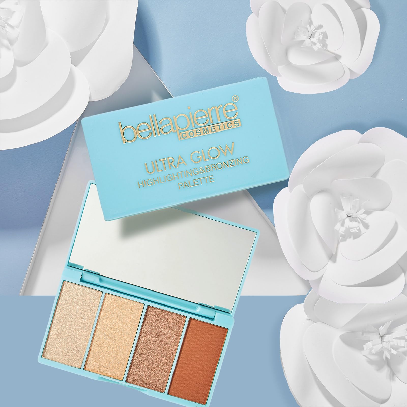 BellaPierre Ultra Glow Makeup Palette - 4 Illuminating Shades for All Skin Tones | Vegan, Cruelty-Free & Non-Toxic | Perfect for Highlighting & Contouring | Day to Night Glam Makeup Looks