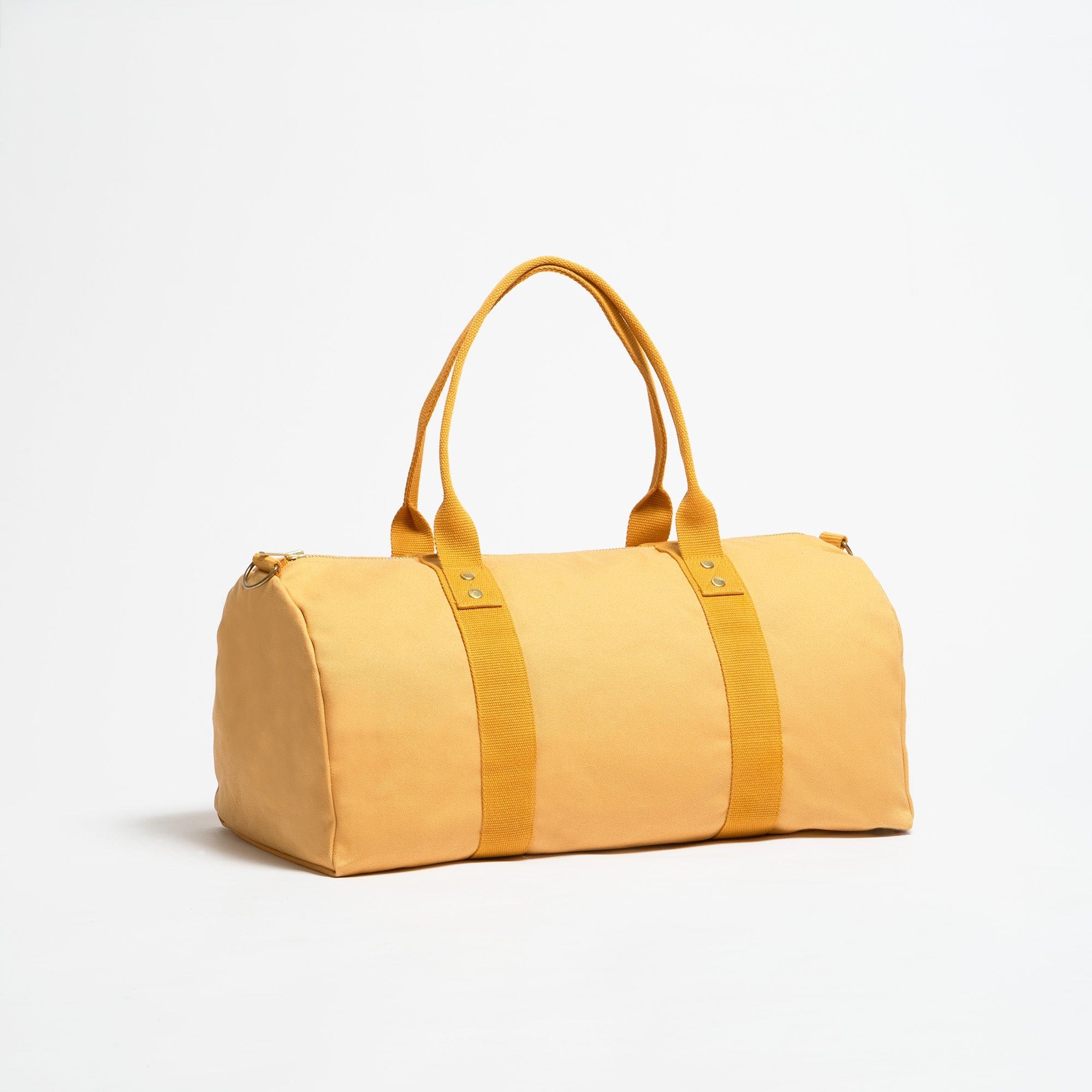Natural Cotton Canvas Vegan Weekender Bag - Mustard Yellow | Eco-Friendly Travel & Gym Tote for Women & Men | Perfect for Weekend Getaways, Gym, Work & Overnight Trips
