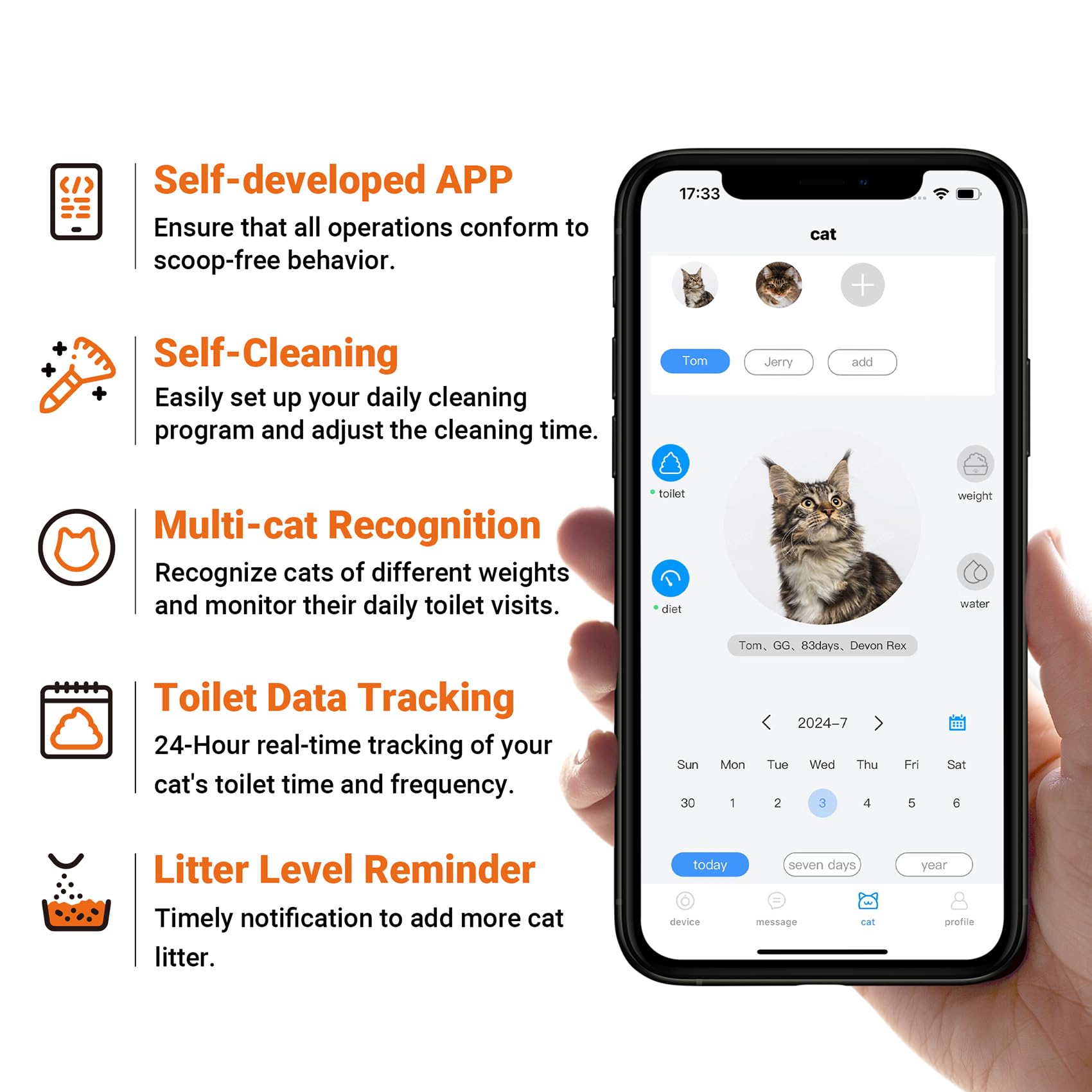 Automatic Self-Cleaning Cat Litter Box Robot - 80L Extra Large Capacity for Multiple Cats, Odor Control, Smart APP Control, 7X Safety Protection, 100% Hands-Free with Mat & Liner (Open-Top Design) - Perfect for Busy Pet Owners & Multi-Cat Households
