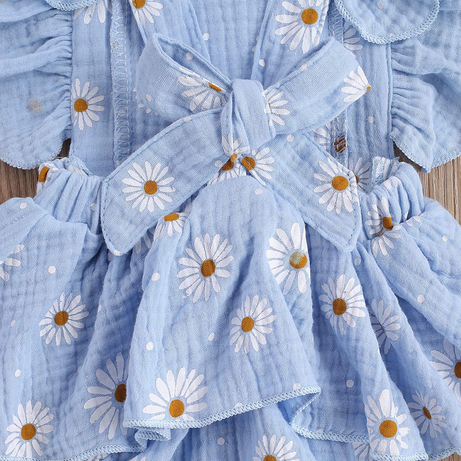 Newborn Baby Girl Daisy Romper Dress - Adjustable Ruffles One-Piece Bodysuit Jumpsuit | Soft Summer Outfits for Infants | Perfect for Photoshoots, Parties & Outdoor Play