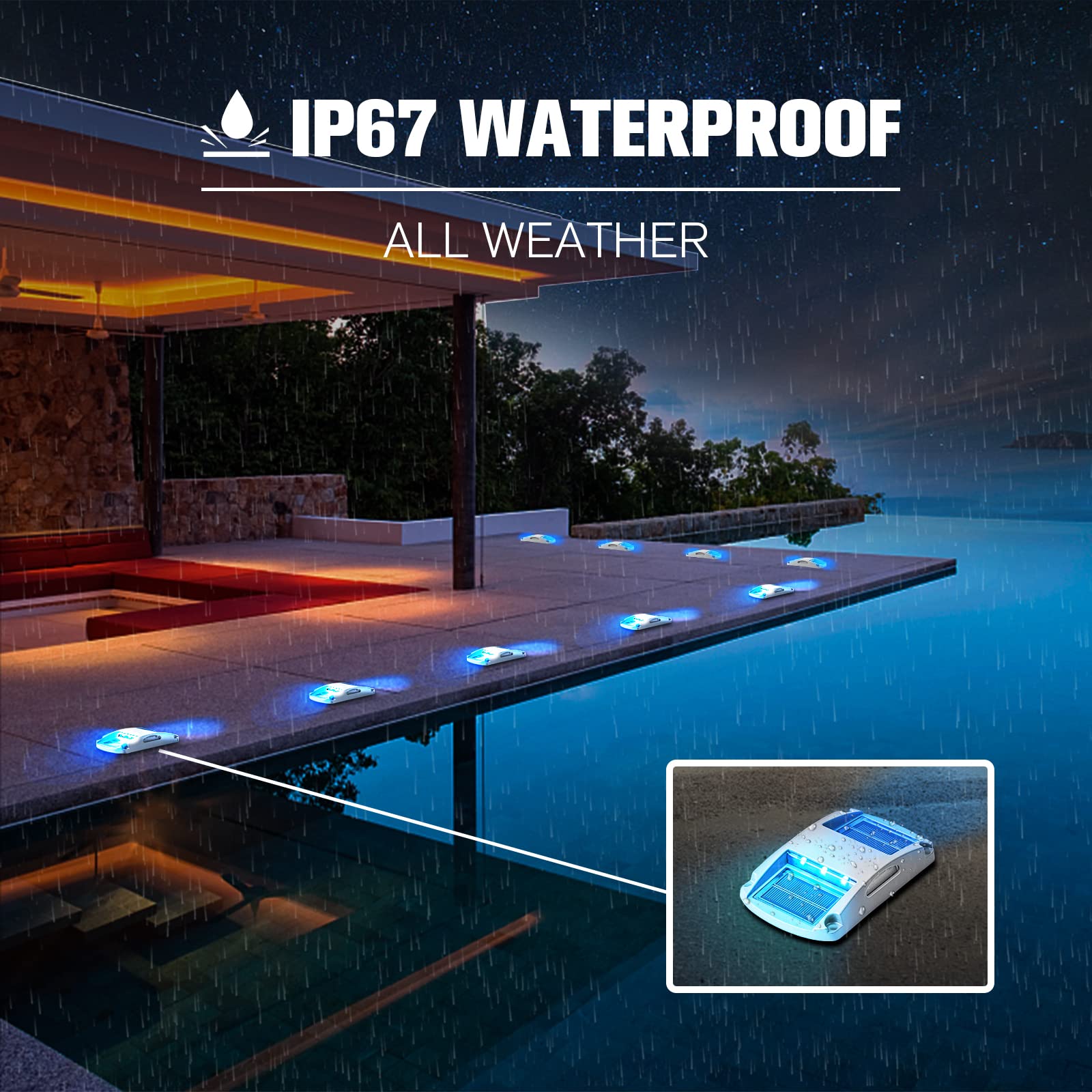 VOLISUN 12 Pack Solar Driveway Lights - Waterproof Blue LED Solar Powered Outdoor Marker Lights for Steps, Sidewalk, Pathway & Marine Dock | Perfect for Garden, Patio, Yard & Landscape Lighting at Night