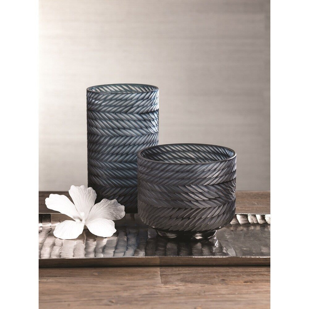 Blue Bay 6.75 Inch Tall Glass Hurricane Candle Holder Bowl - Sapphire Blue - Perfect for Wedding Centerpieces, Table Decor, and Home Decoration