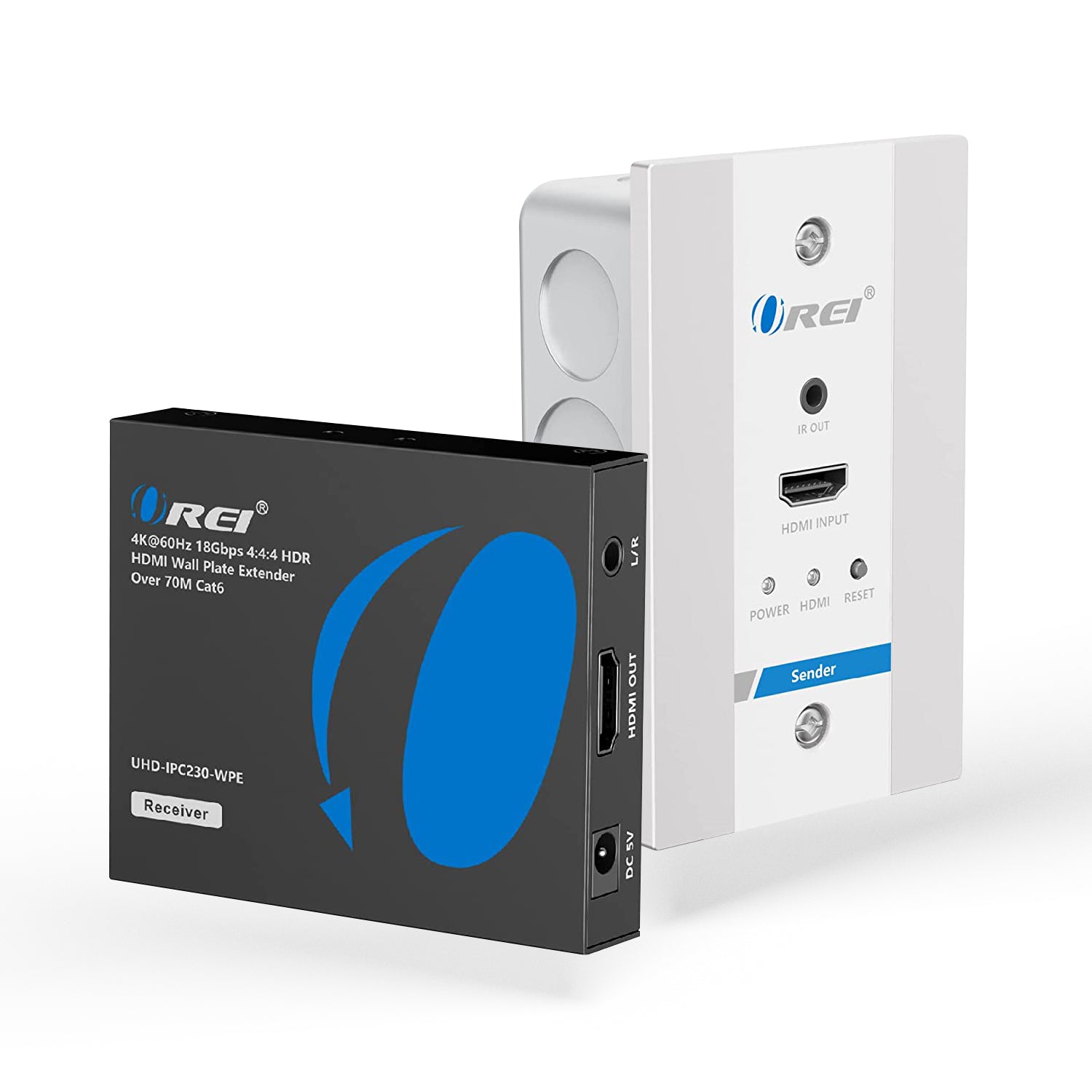 4K HDMI Extender Over Single CAT6/7 Cable - 4K@60Hz Wall Plate Transmitter with HDR & IR Control Up to 230ft (UHD IPC230 WPE) - Perfect for Home Theater, Gaming & Conference Room Setup